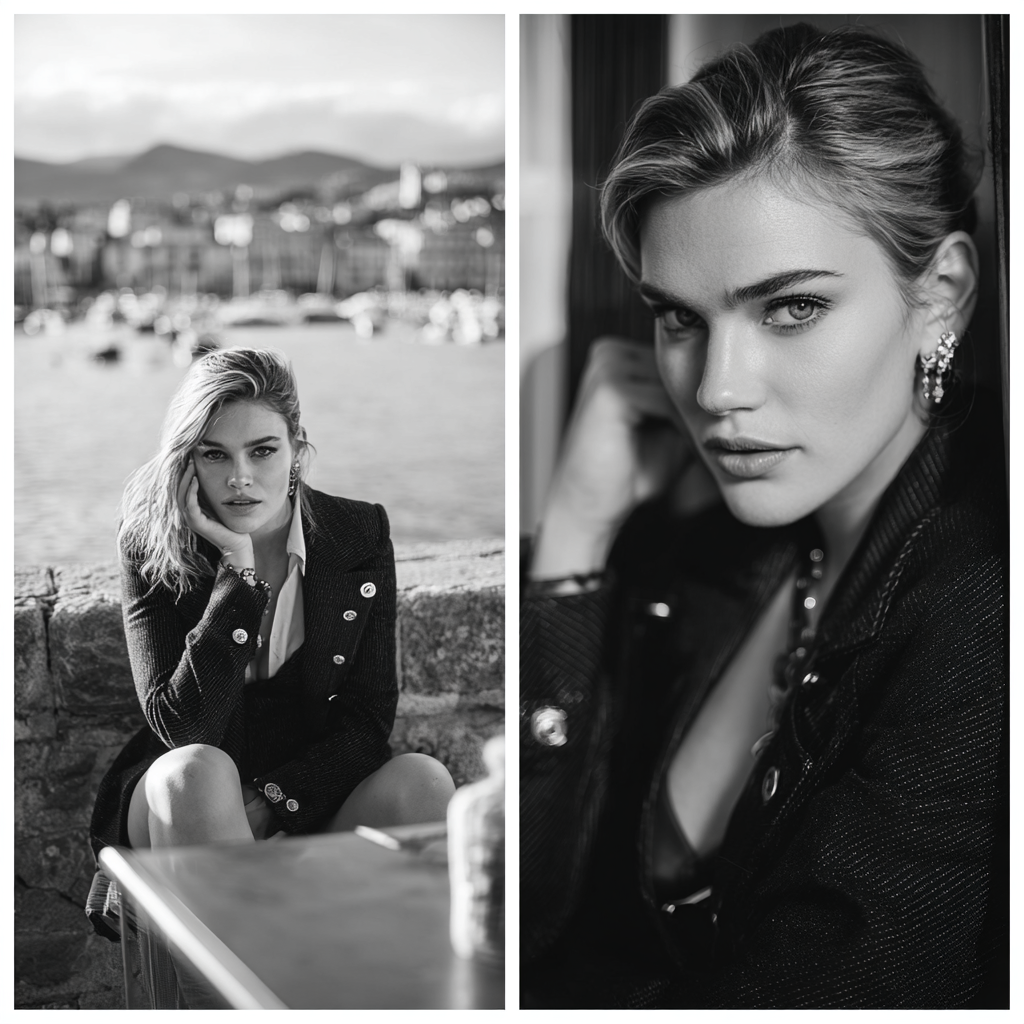 Split Portrait Frau Draussen Und Closeup Sw | Mode und Stil | Menschen und Emotionen