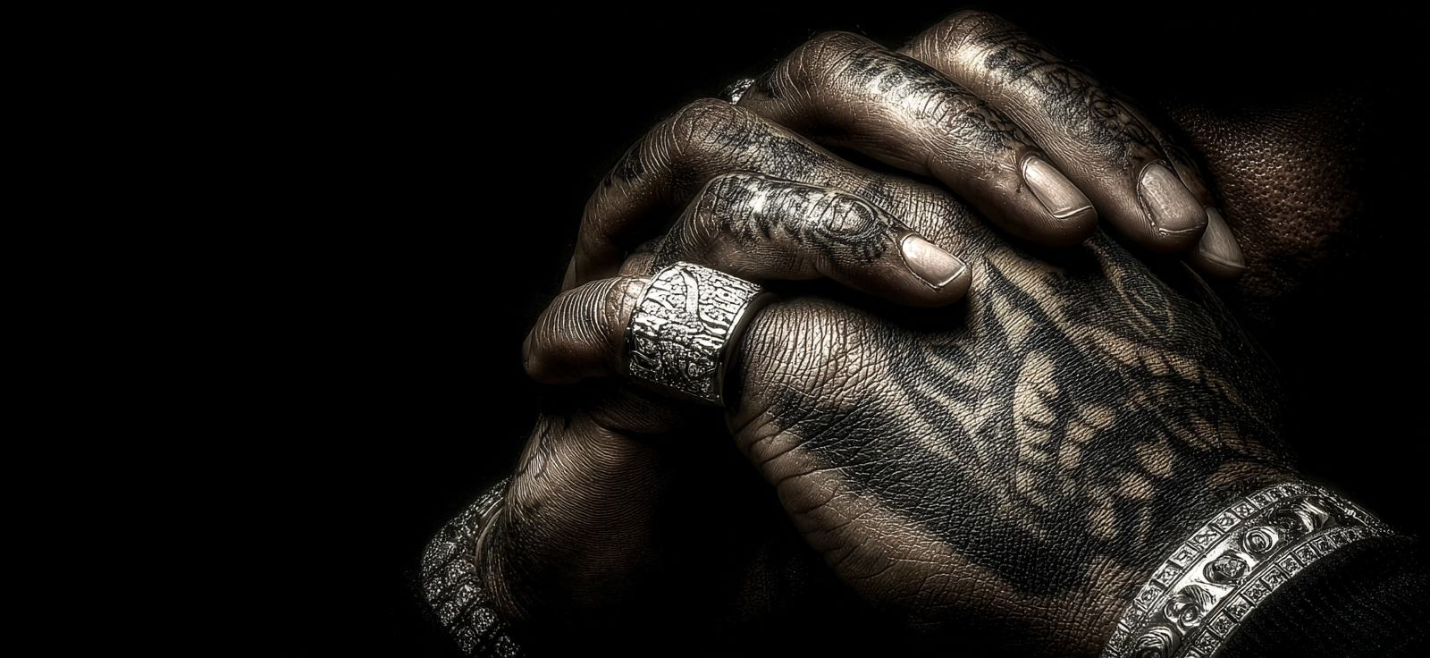 Hände Mit Tattos Und Schmuck Im Close Up | Mode und Stil | Menschen und Emotionen