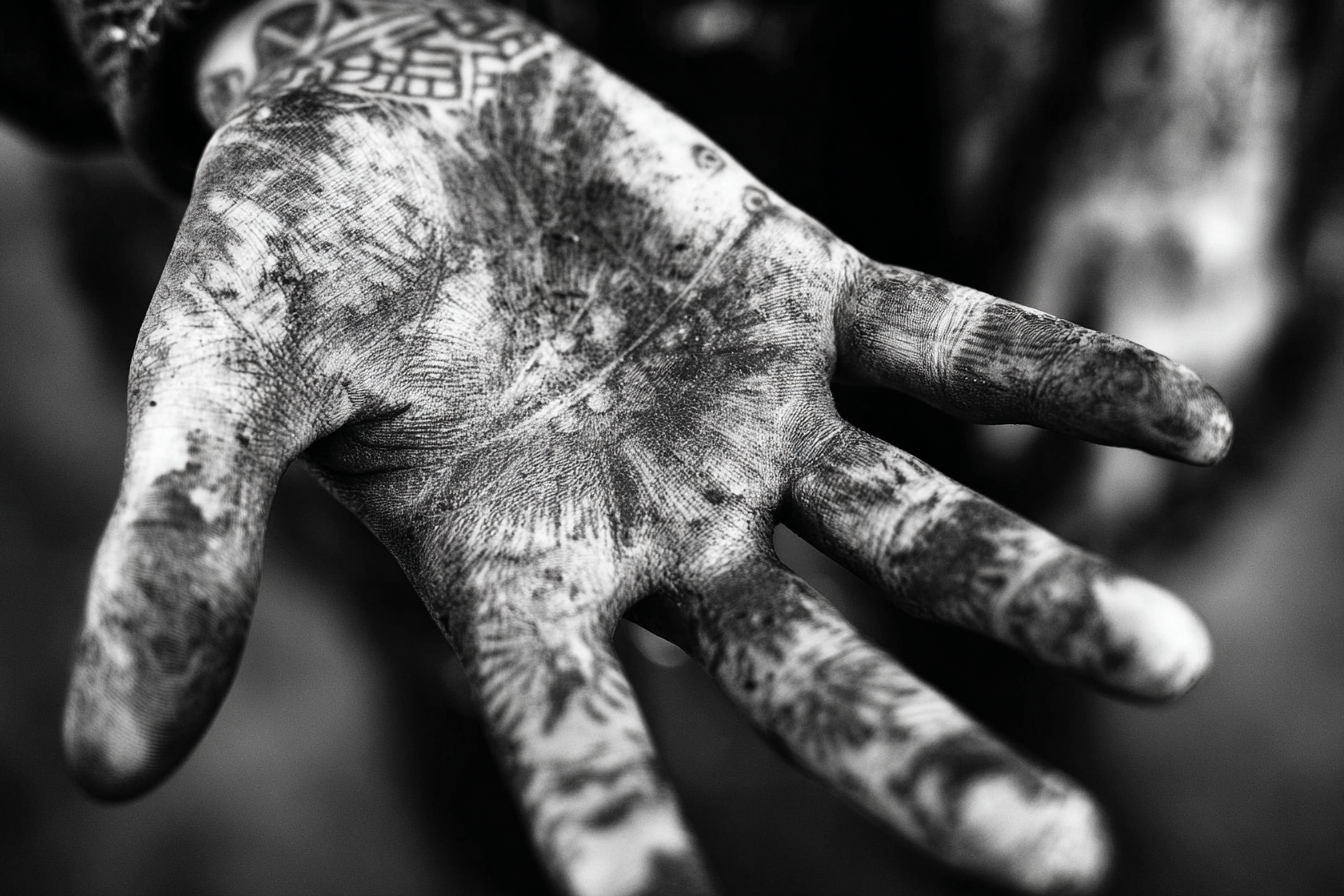 Hand Mit Tattoos Und Schmutz Sw | Mode und Stil | Menschen und Emotionen