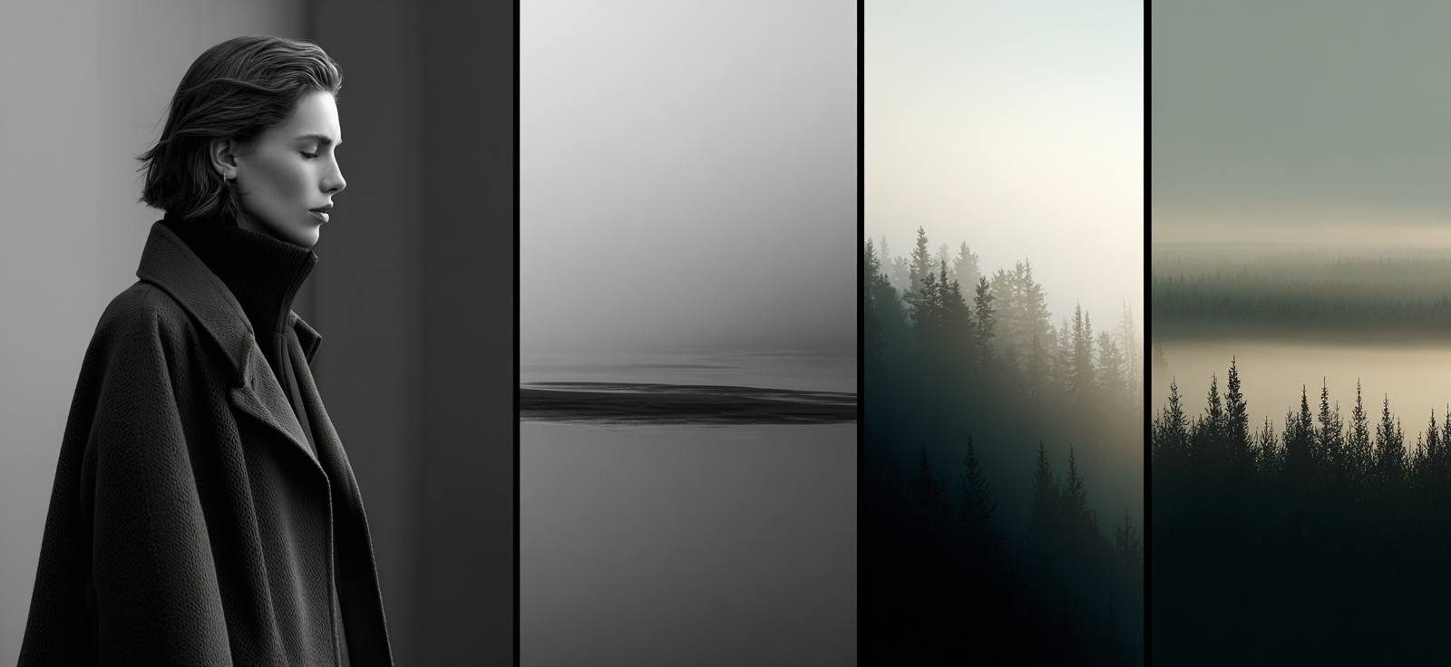 Nachdenkliche Natur Minimalismus Panels | Mode und Stil | Menschen und Emotionen