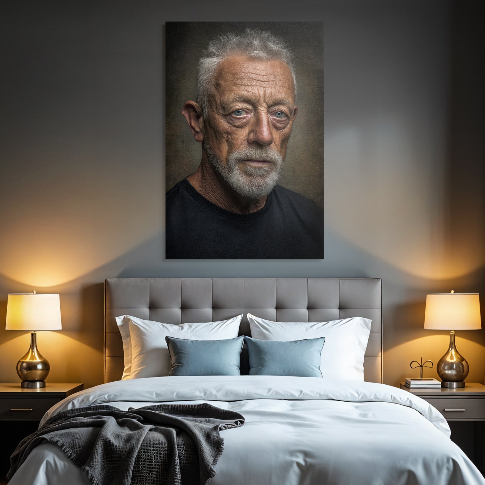 Älteren Mann Mit Graüm Haar Und Bart Portrait