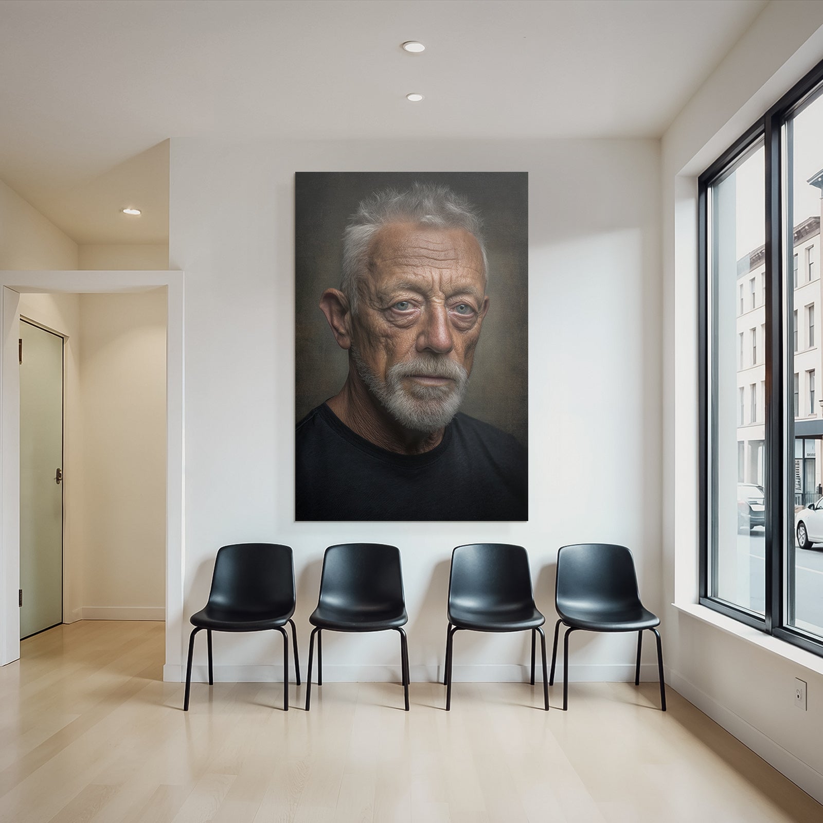 Älteren Mann Mit Graüm Haar Und Bart Portrait