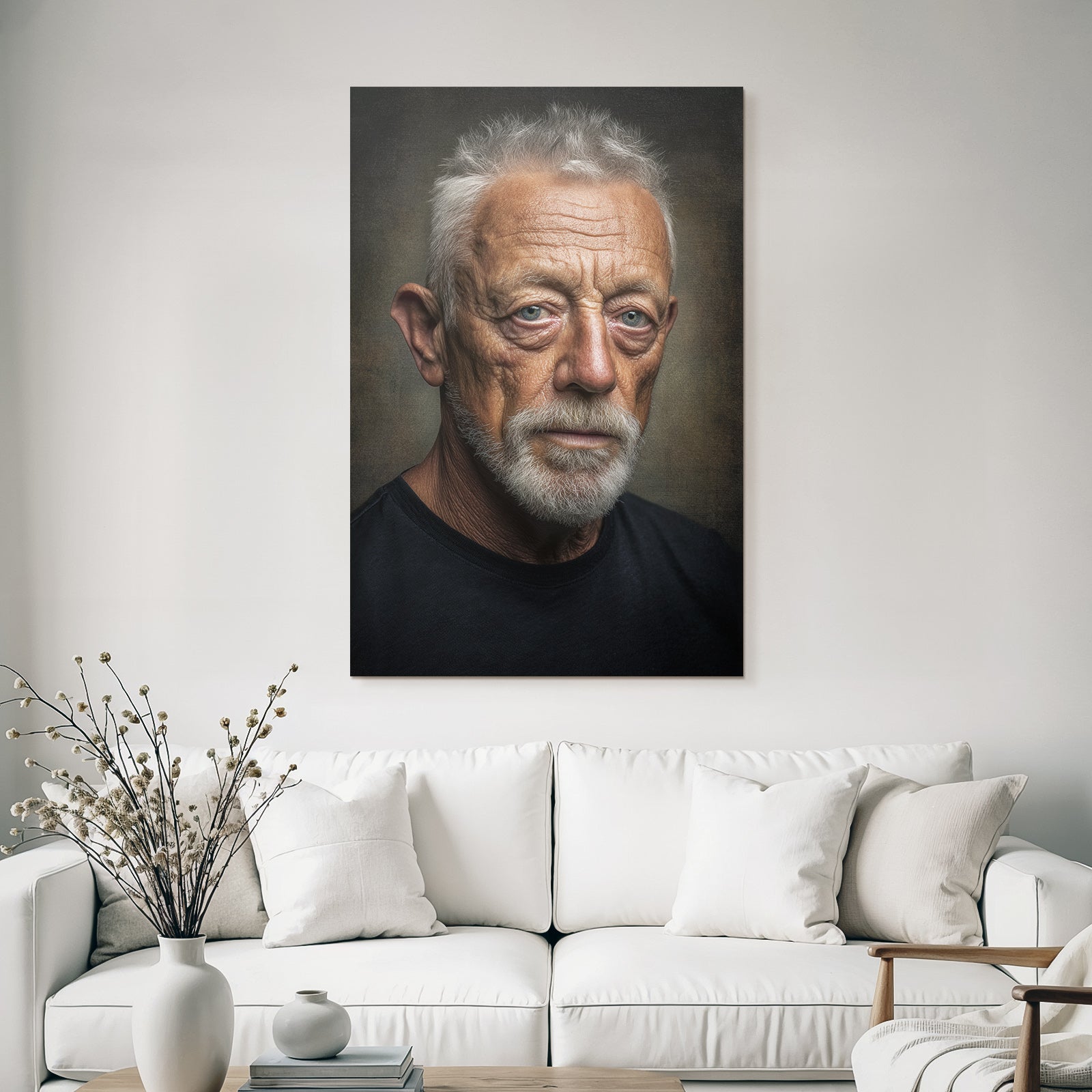 Älteren Mann Mit Graüm Haar Und Bart Portrait