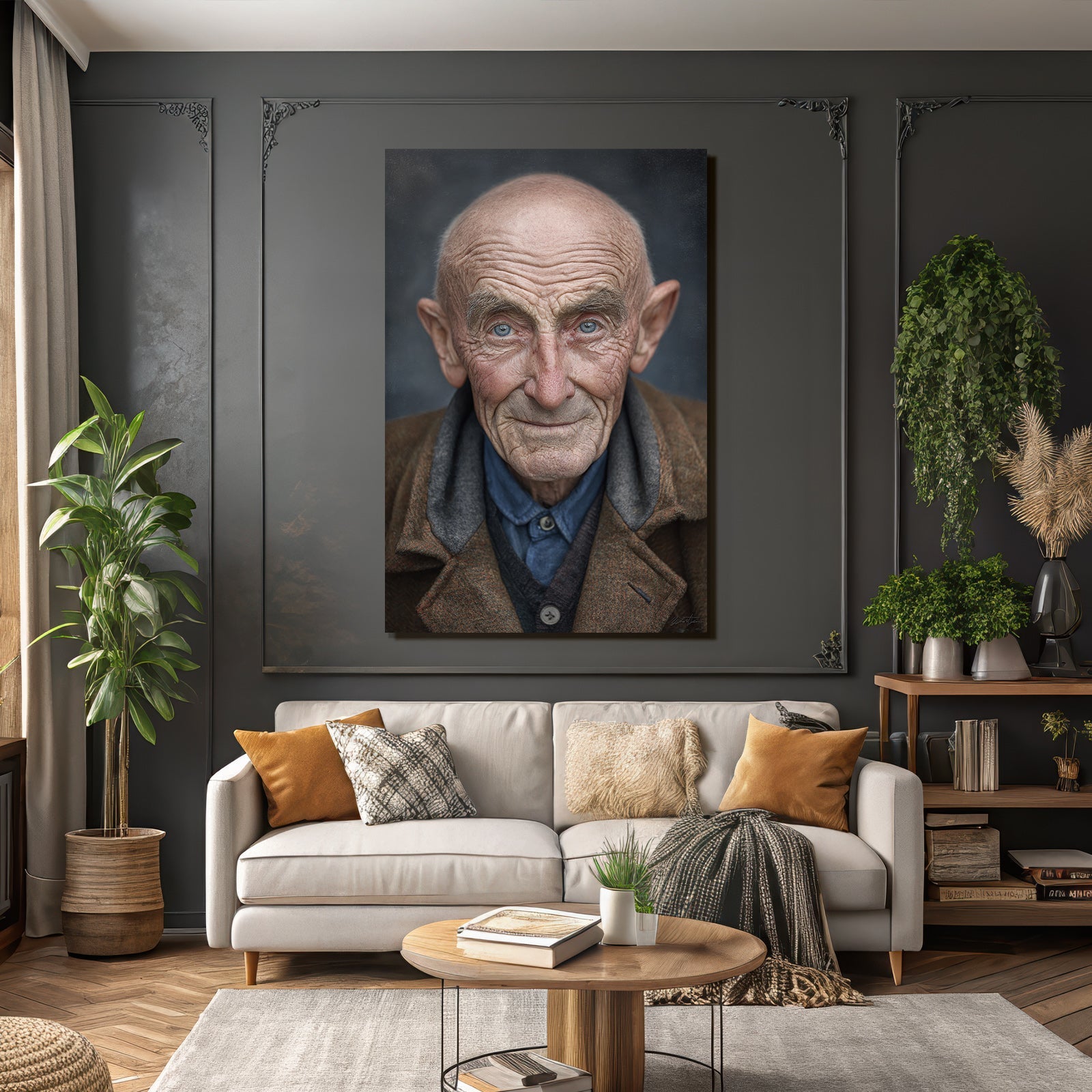 Alter Mann Portrait With Denken Expression