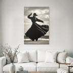 Elegante Figura Am Strand Schwarz Und Weiss