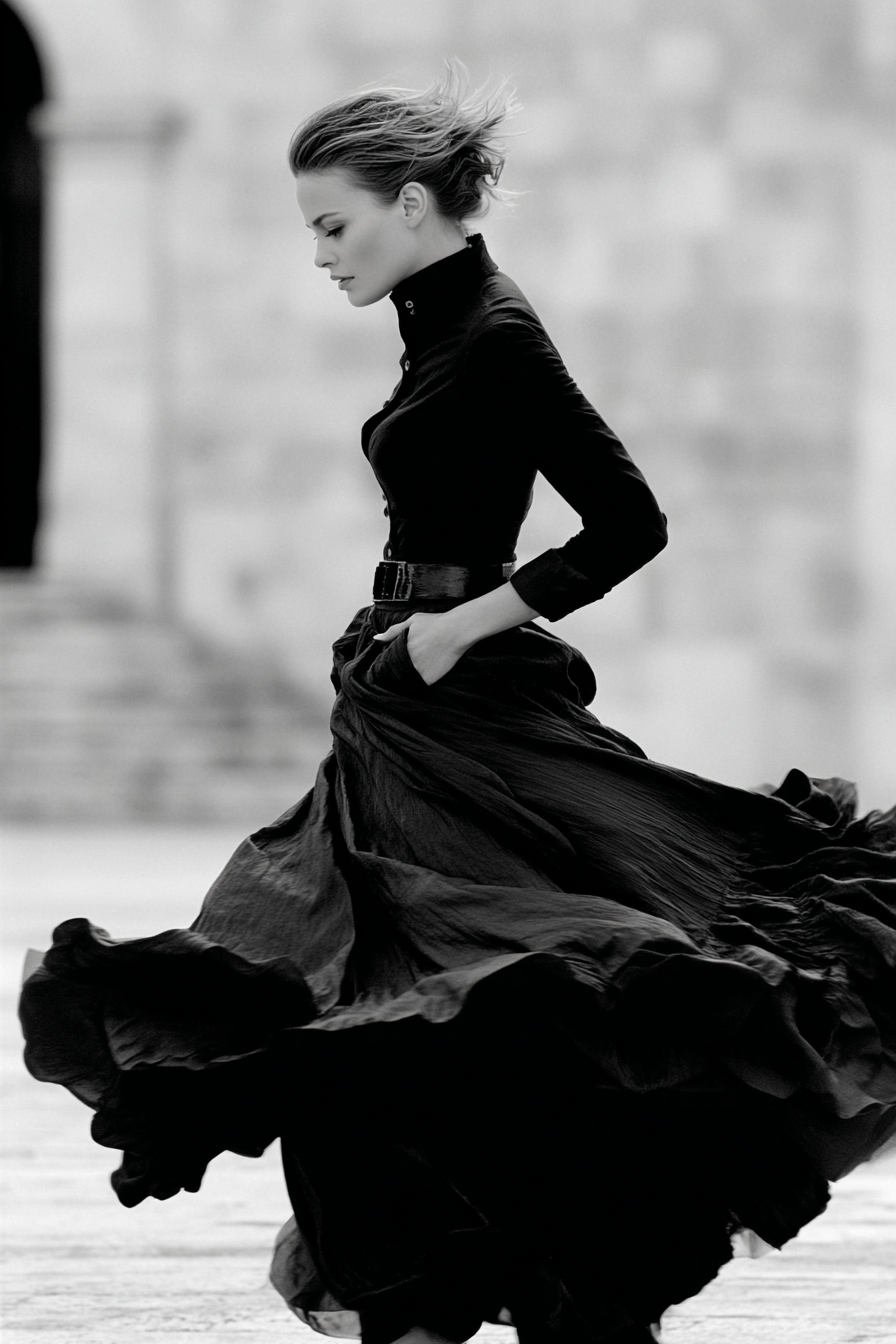 Flussiger Rock Fashion Mit Modell Eleganz Artistik | Portraets | Menschen und Emotionen