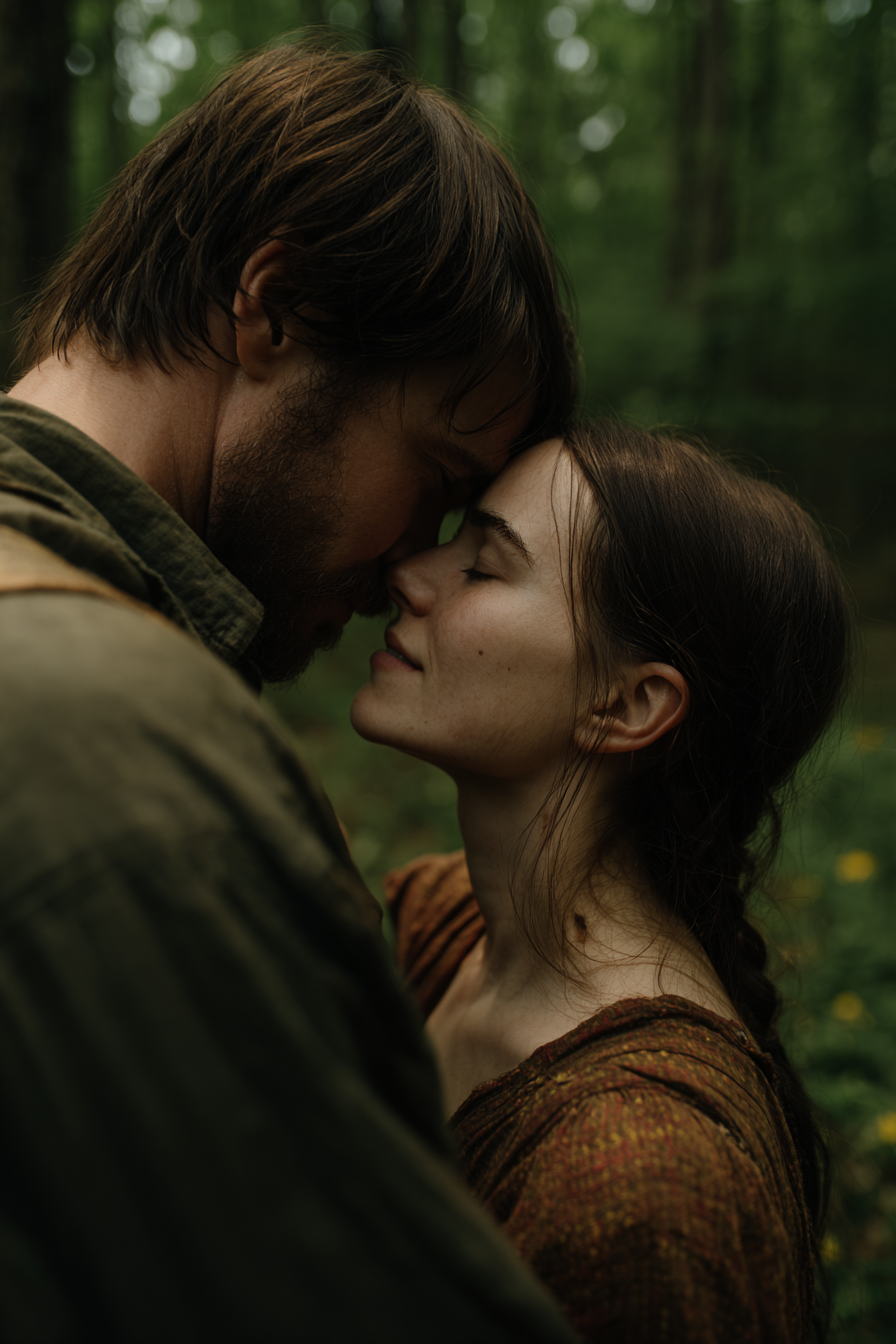 Intimität Im Wald Nahe Beieinander Augen Geschlossen | Portraets | Menschen und Emotionen