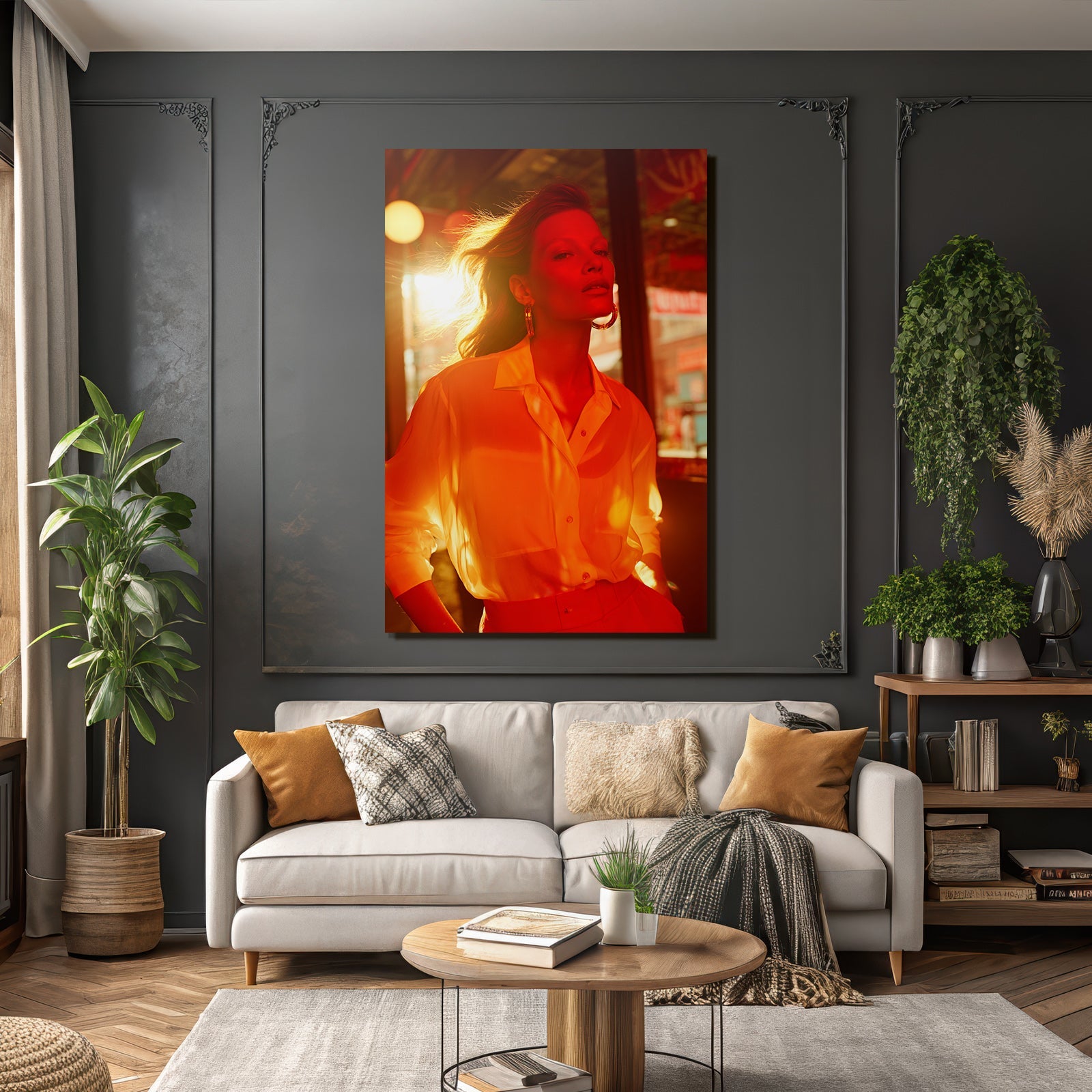 Model Stadt Hintergrund Warmes Licht Orange Hü Confident Pose