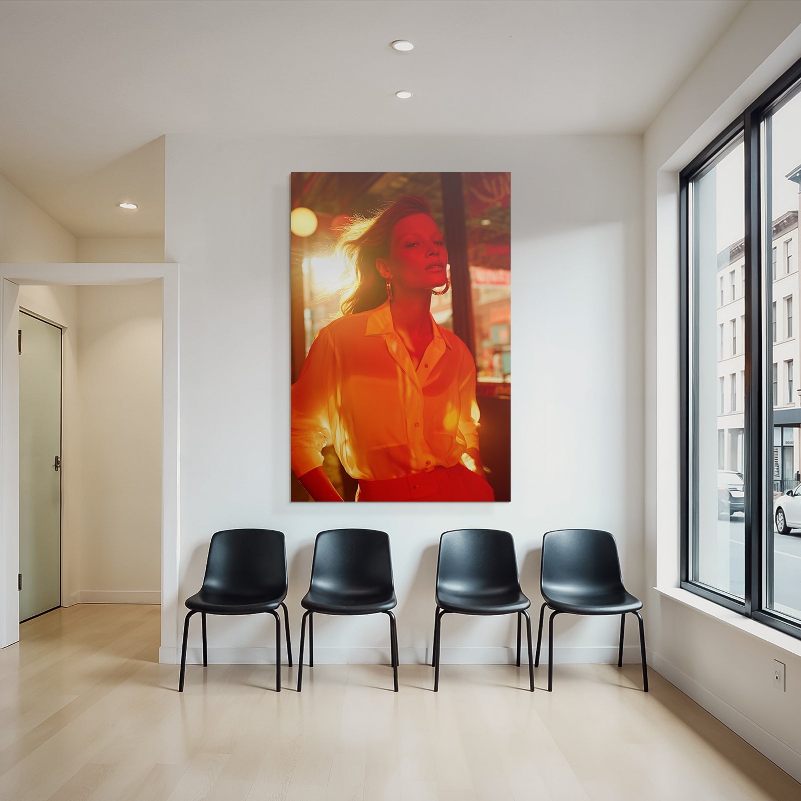 Model Stadt Hintergrund Warmes Licht Orange Hü Confident Pose