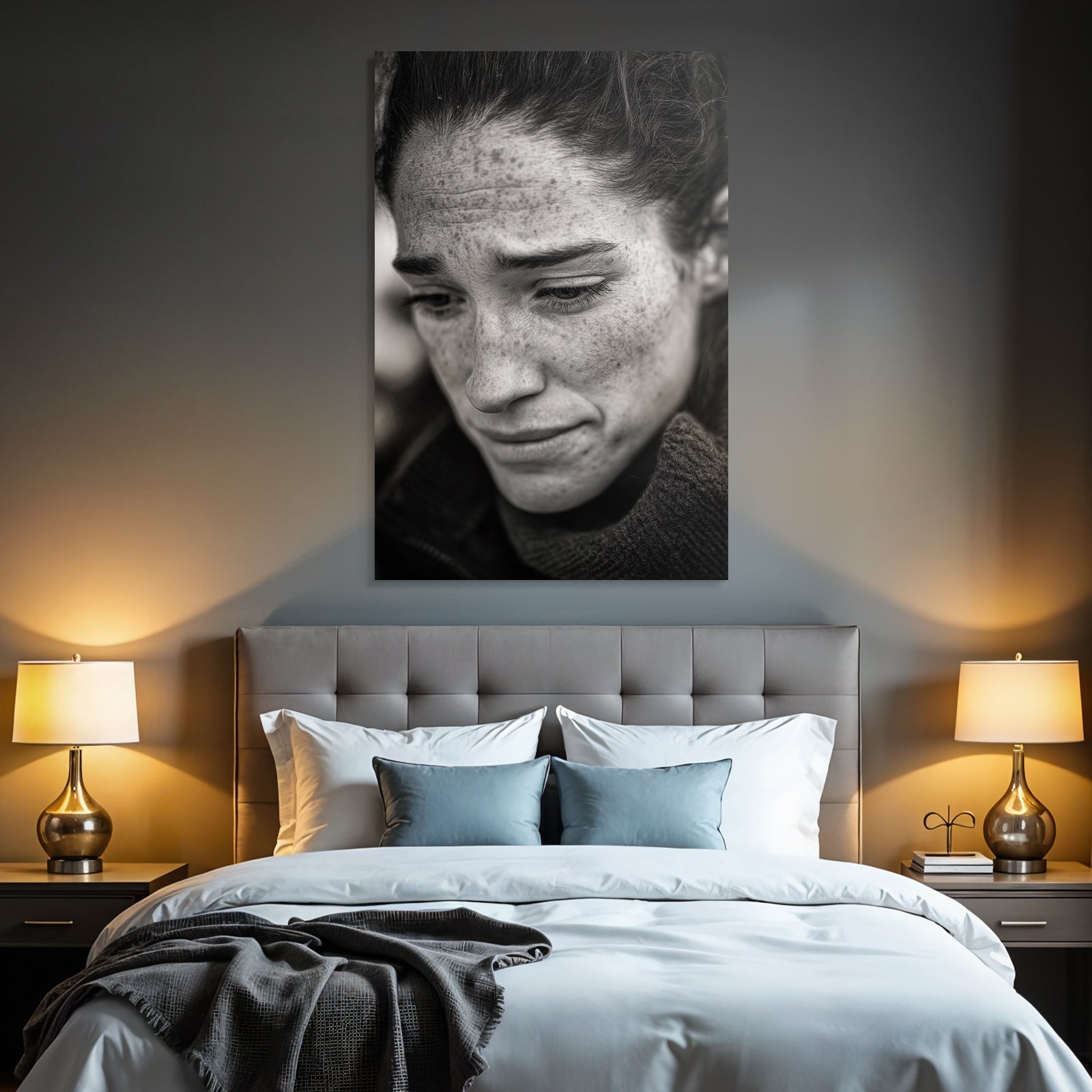 Nahaufnahme Freundliche Freckles Nachdenkliches Gesicht