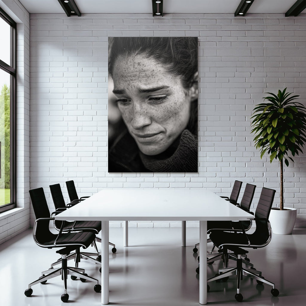 Nahaufnahme Freundliche Freckles Nachdenkliches Gesicht