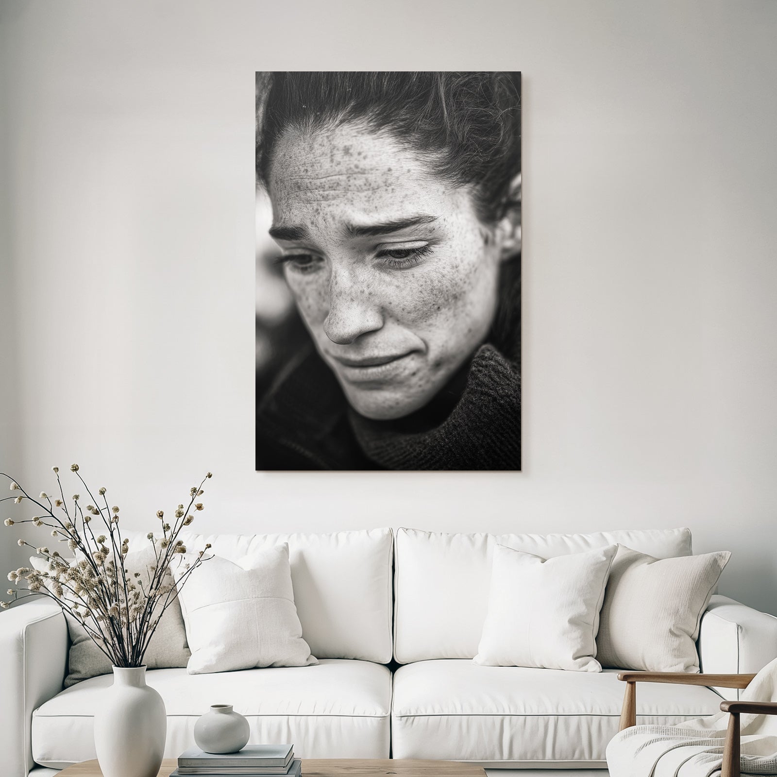 Nahaufnahme Freundliche Freckles Nachdenkliches Gesicht