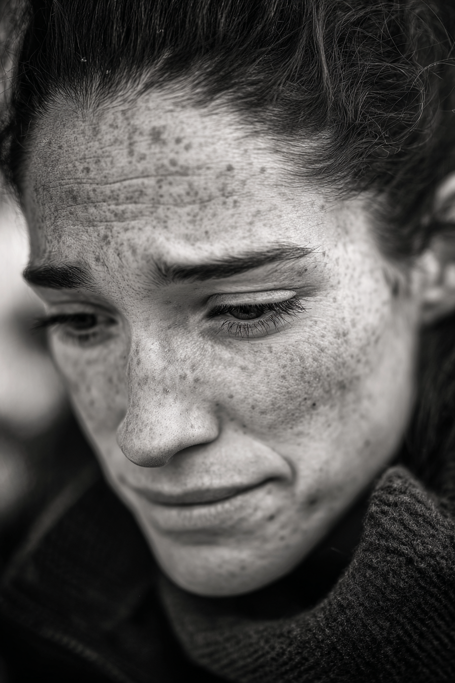Nahaufnahme Freundliche Freckles Nachdenkliches Gesicht | Portraets | Menschen und Emotionen