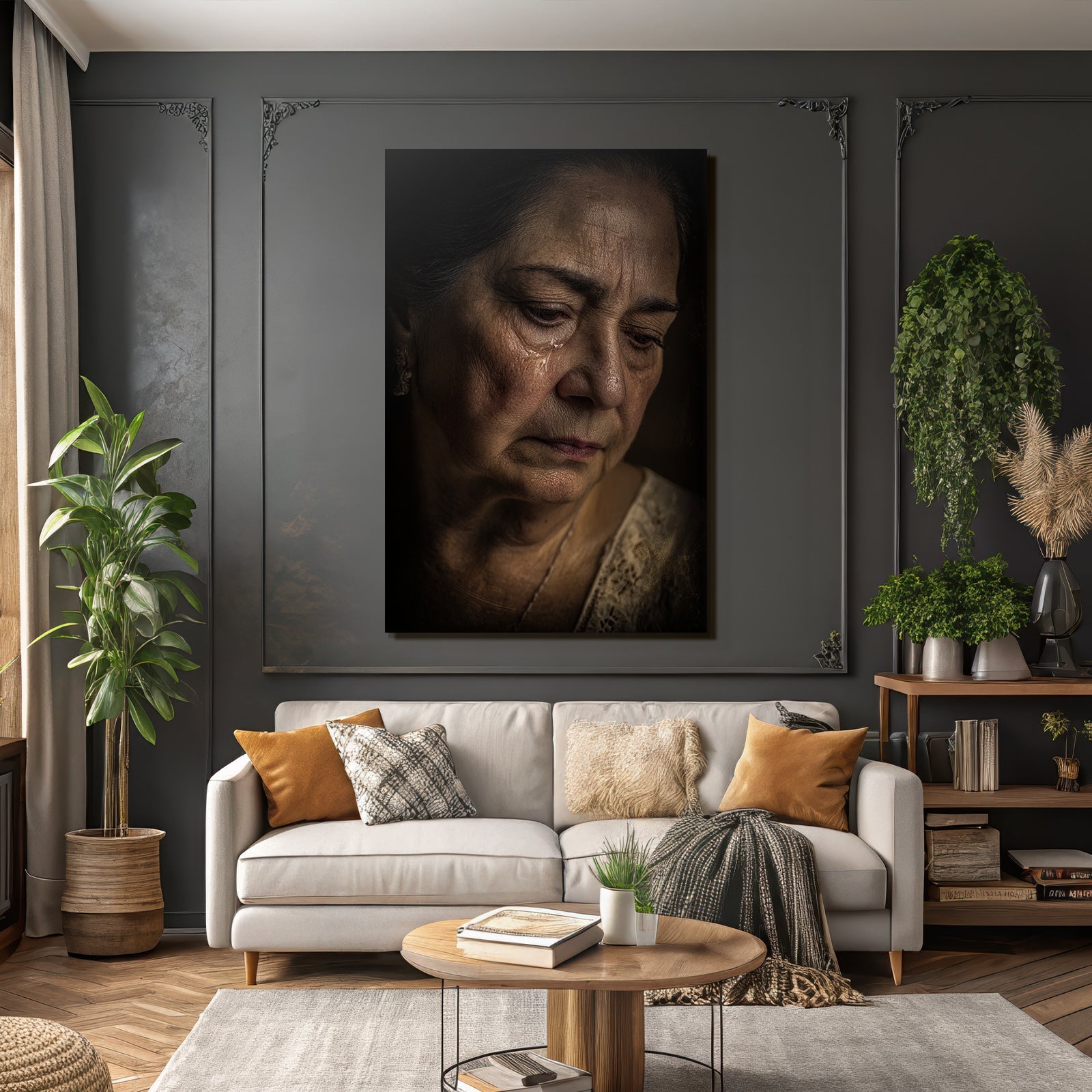 Nahaufnahme Portrait Ältere Frau Traürnd Mit Träne