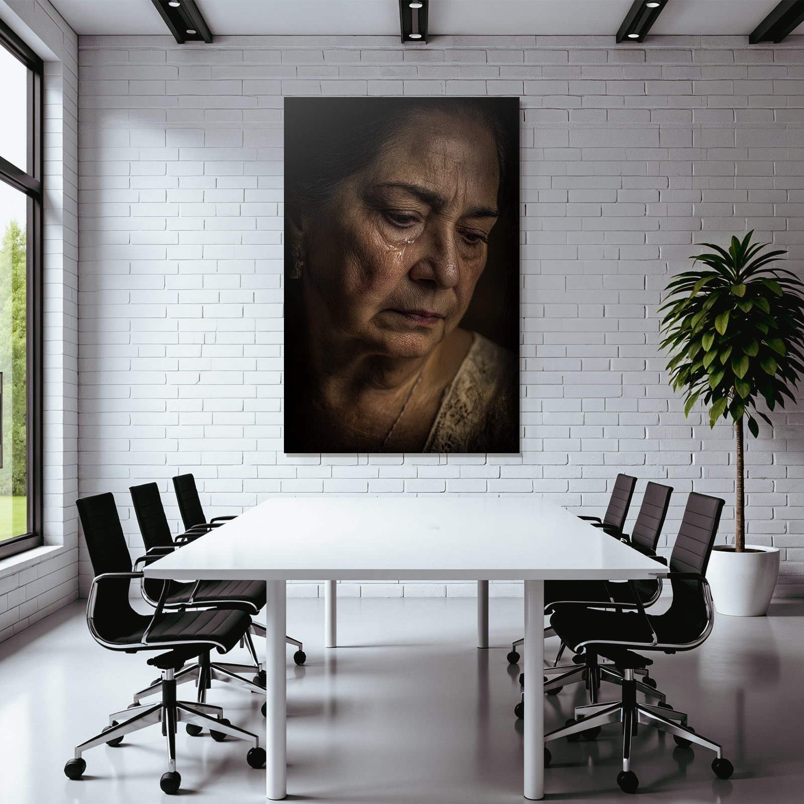 Nahaufnahme Portrait Ältere Frau Traürnd Mit Träne