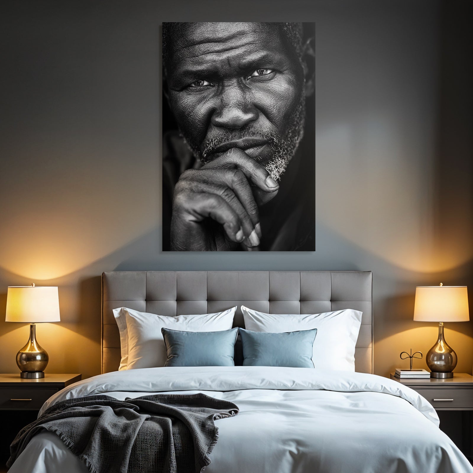 Nahaufnahme Portrait Ein Älterer Mann Kontemplativ Sw