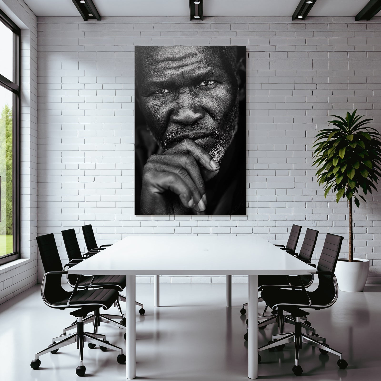 Nahaufnahme Portrait Ein Älterer Mann Kontemplativ Sw
