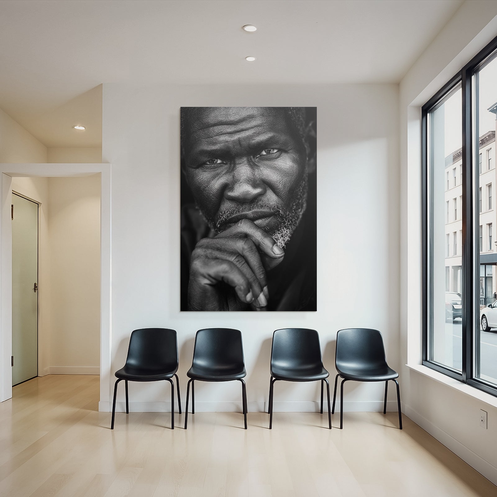 Nahaufnahme Portrait Ein Älterer Mann Kontemplativ Sw