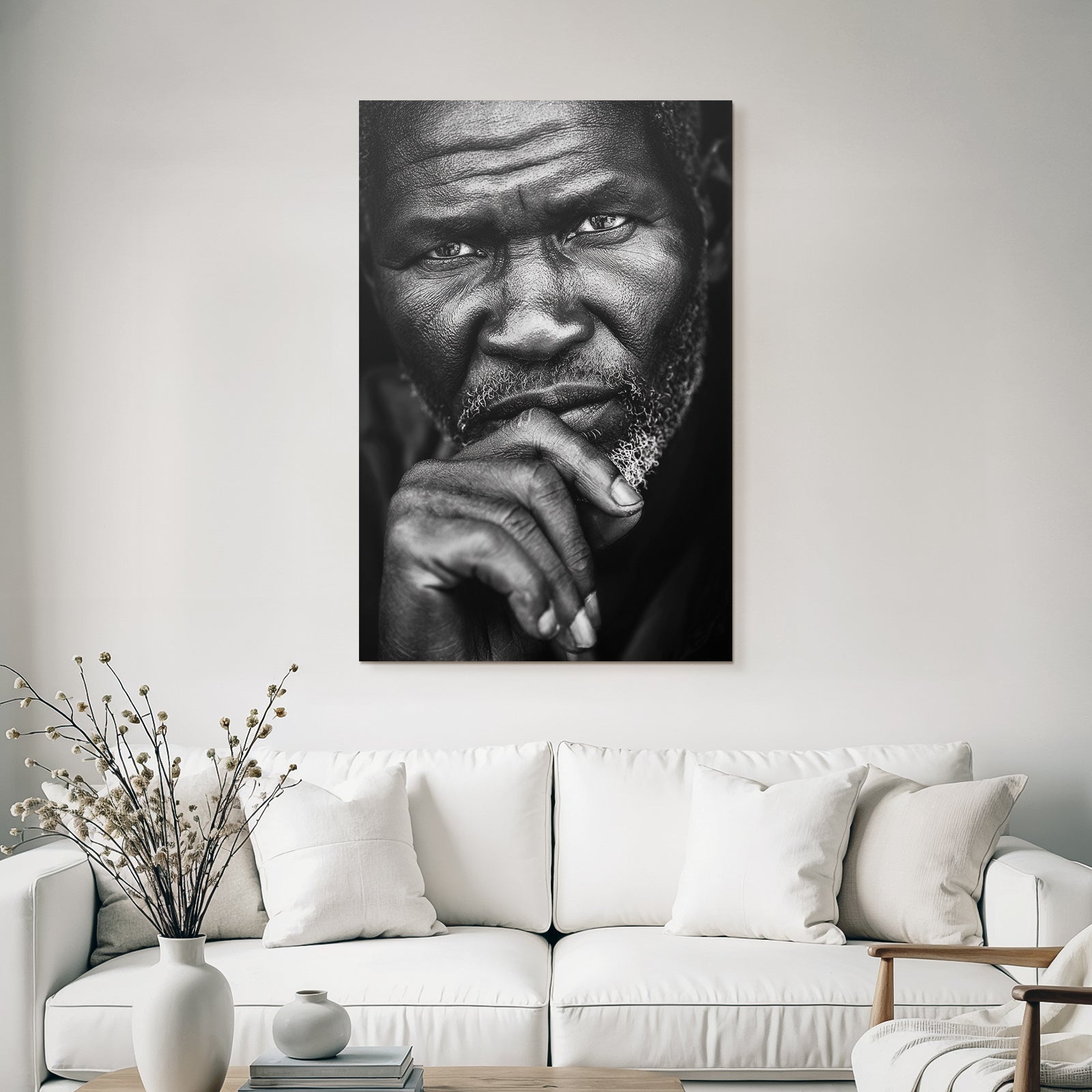Nahaufnahme Portrait Ein Älterer Mann Kontemplativ Sw