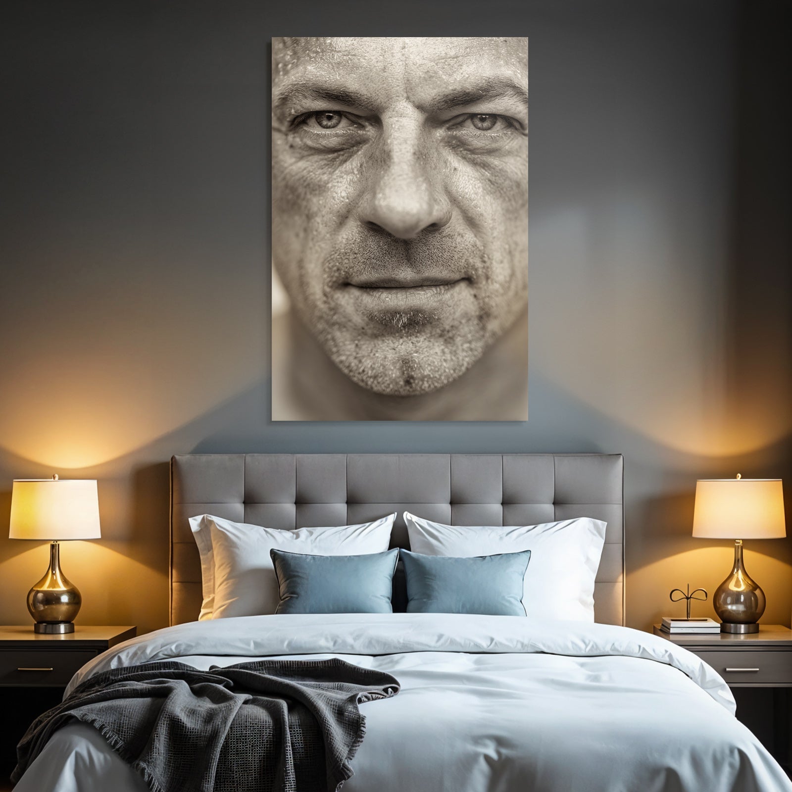 Nahaufnahme Portrait Mann Hauttextur Ausdruck