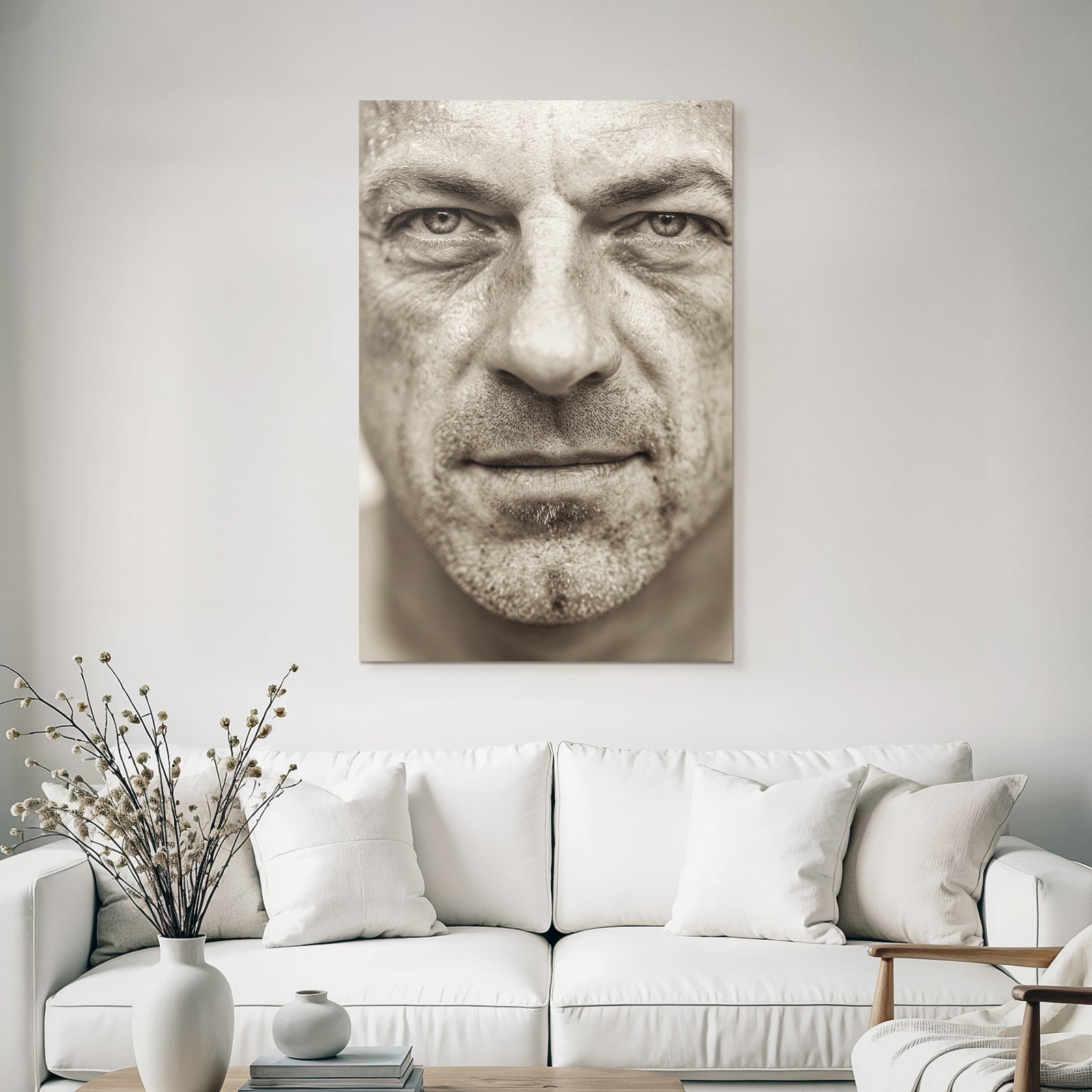 Nahaufnahme Portrait Mann Hauttextur Ausdruck