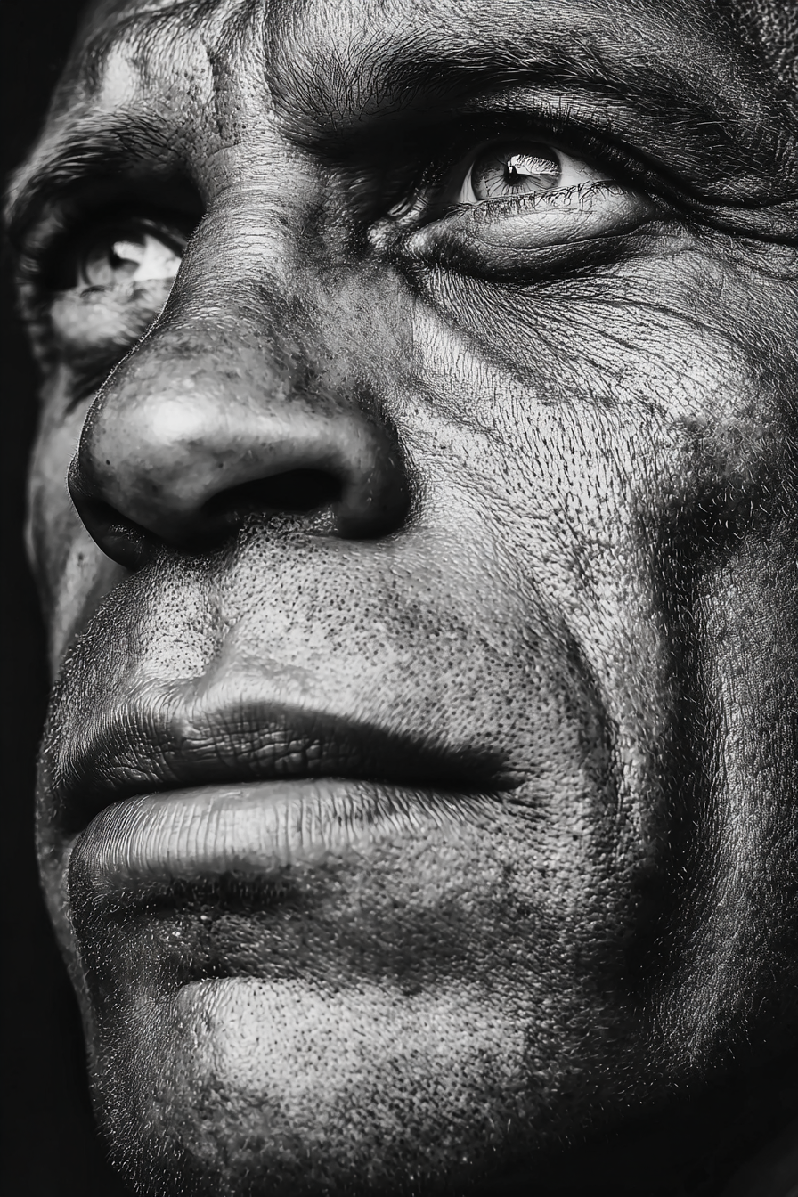 Nahaufnahme Portrait Sw Gesicht Detailbeleuchtung Drama | Portraets | Menschen und Emotionen