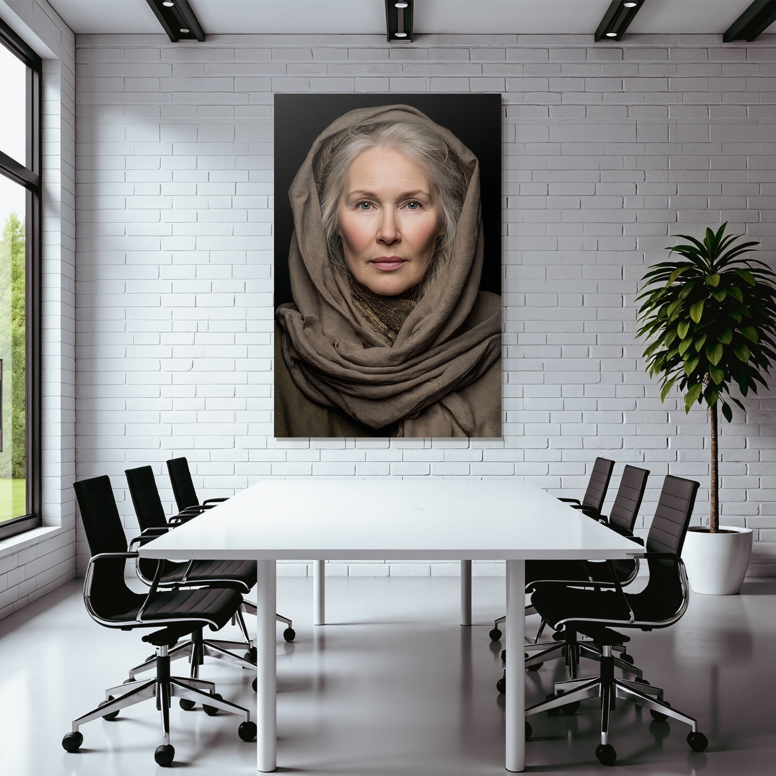 Portrait Von Einer Frau Mit Hals Tuch Und Kopftuch