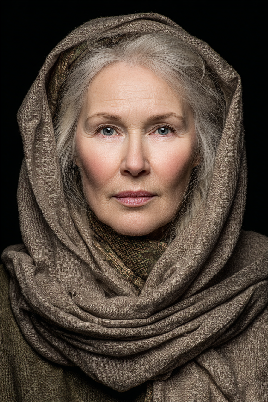 Portrait Von Einer Frau Mit Hals Tuch Und Kopftuch | Portraets | Menschen und Emotionen
