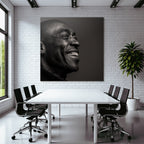 Ein Close Up Mono Portrait Von Einer Person Die Lacht