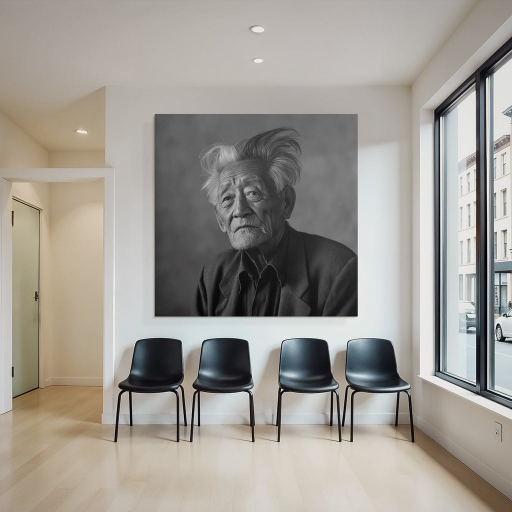 Altmodischer Portrait Erdolter Individüller Nachdenklicher Ausdruck