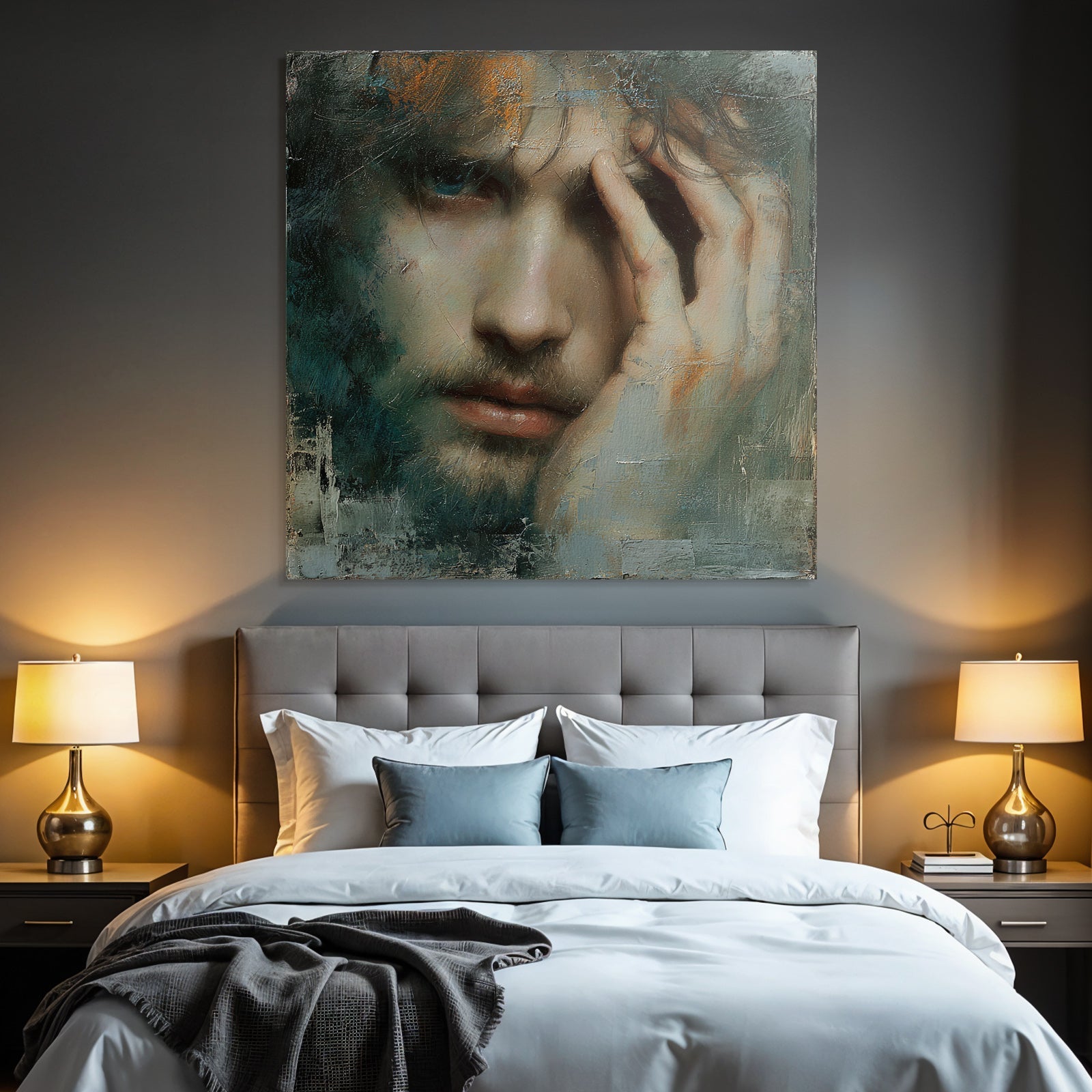 Ausdrucksvolles Portrait Eines Menschen Mit Augen Und Hand