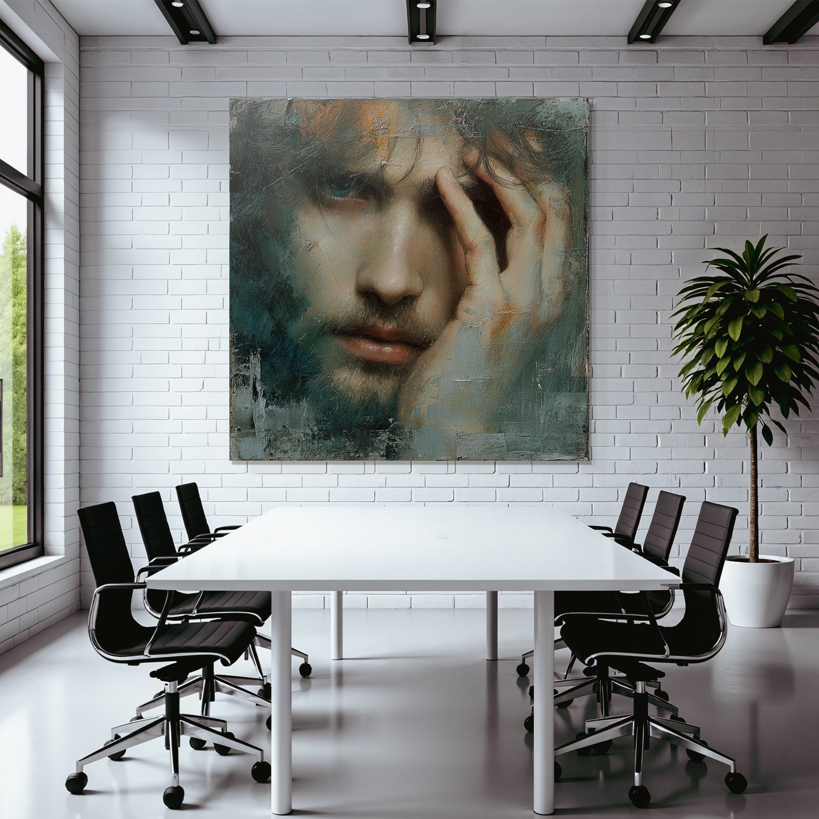 Ausdrucksvolles Portrait Eines Menschen Mit Augen Und Hand