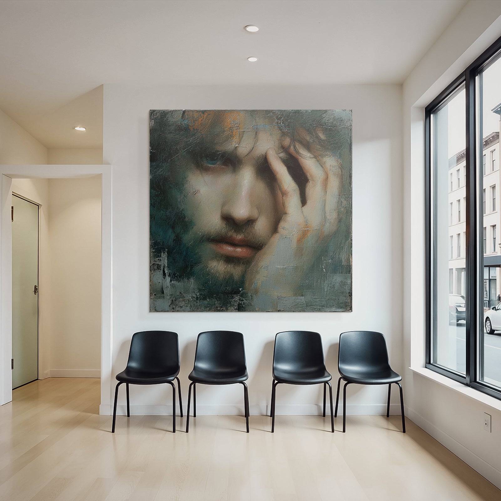 Ausdrucksvolles Portrait Eines Menschen Mit Augen Und Hand