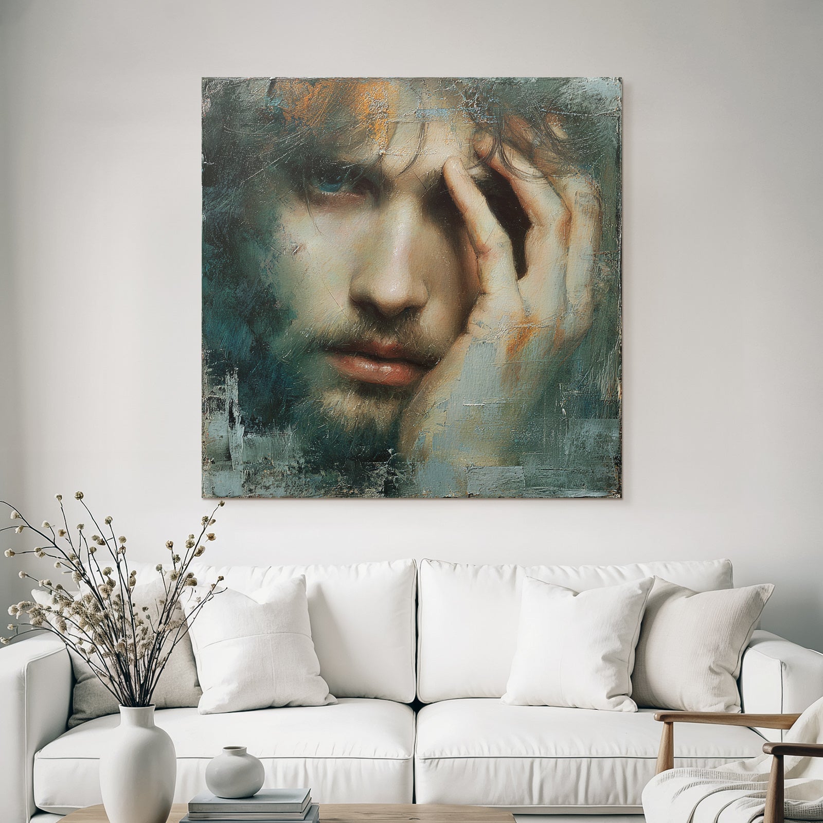 Ausdrucksvolles Portrait Eines Menschen Mit Augen Und Hand
