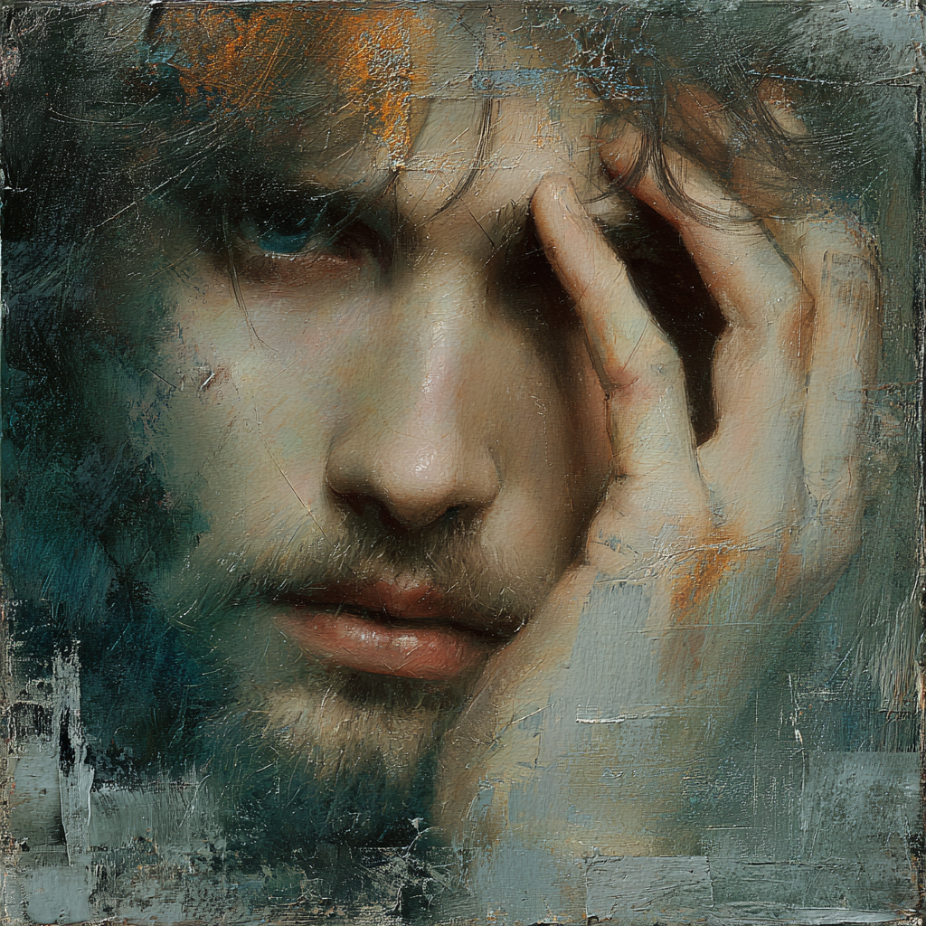 Ausdrucksvolles Portrait Eines Menschen Mit Augen Und Hand | Portraets | Menschen und Emotionen