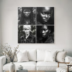 Collage Von Von Individün In Schwarz Und Weiss