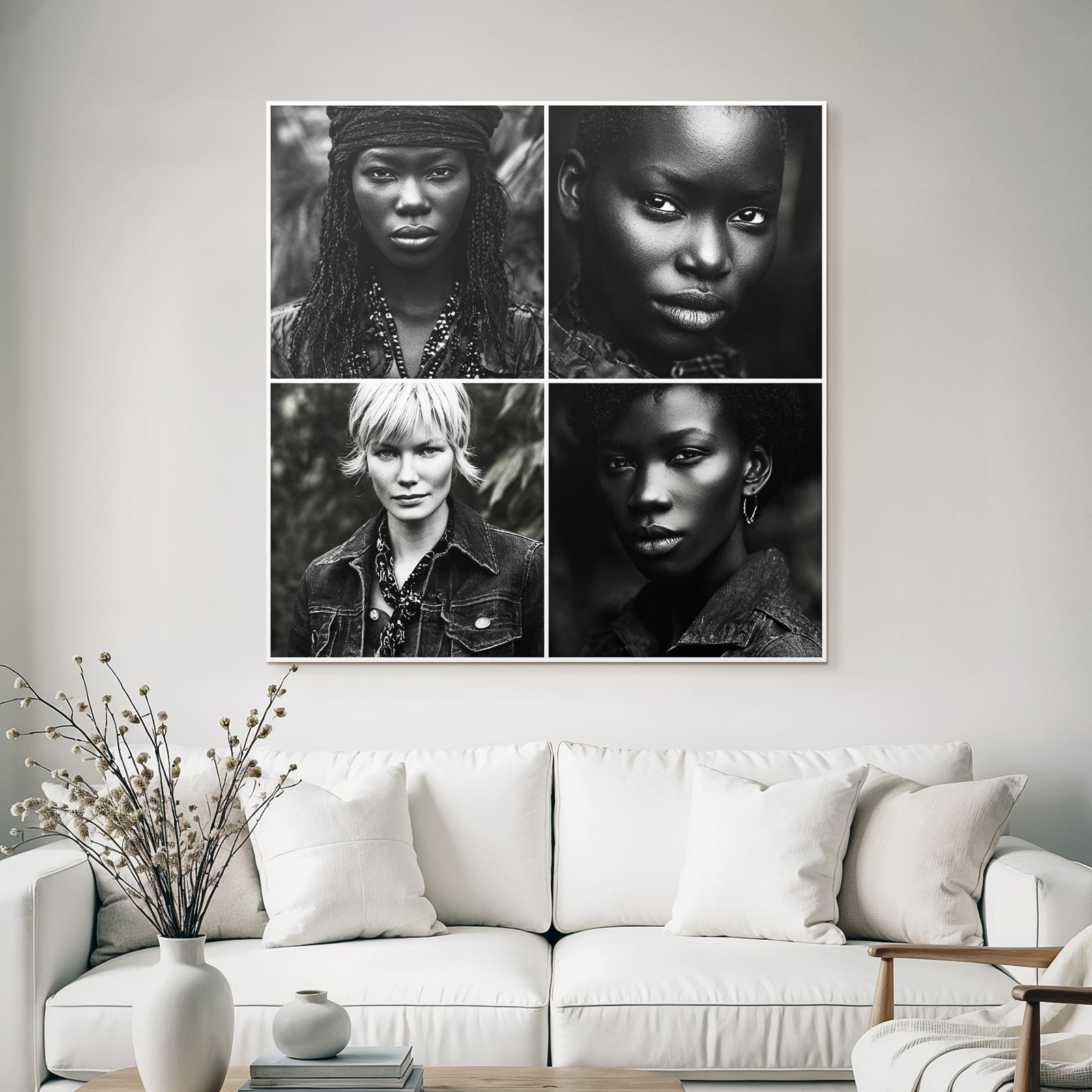 Collage Von Von Individün In Schwarz Und Weiss