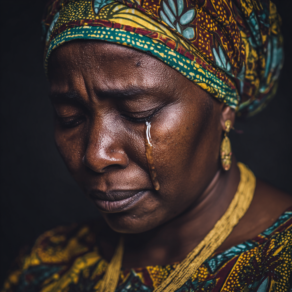 Frau Mit Träne Im Kopf Tuch Rgb Hintergrund | Portraets | Menschen und Emotionen