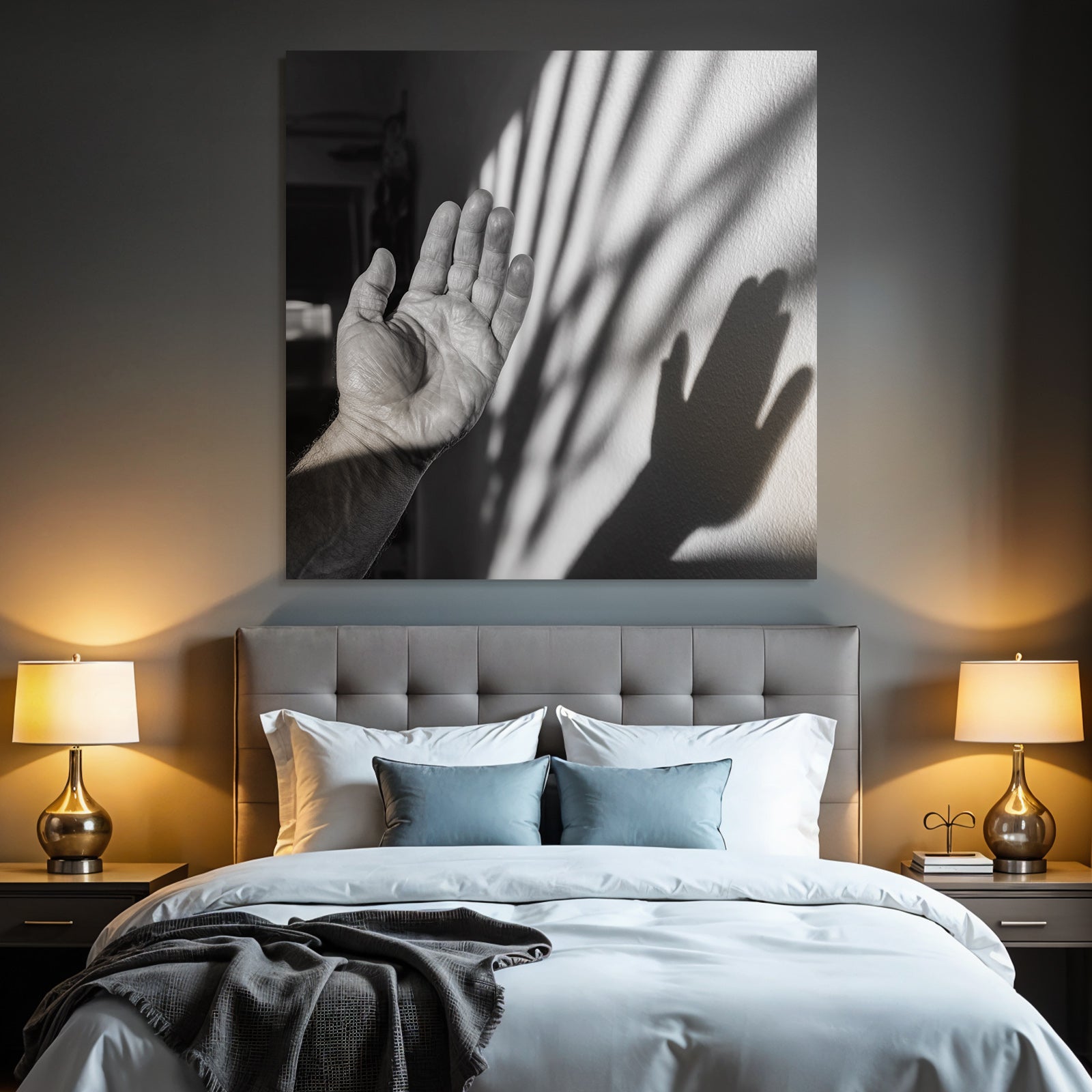 Hand Schatten Wand Schwarz Weiss Bild