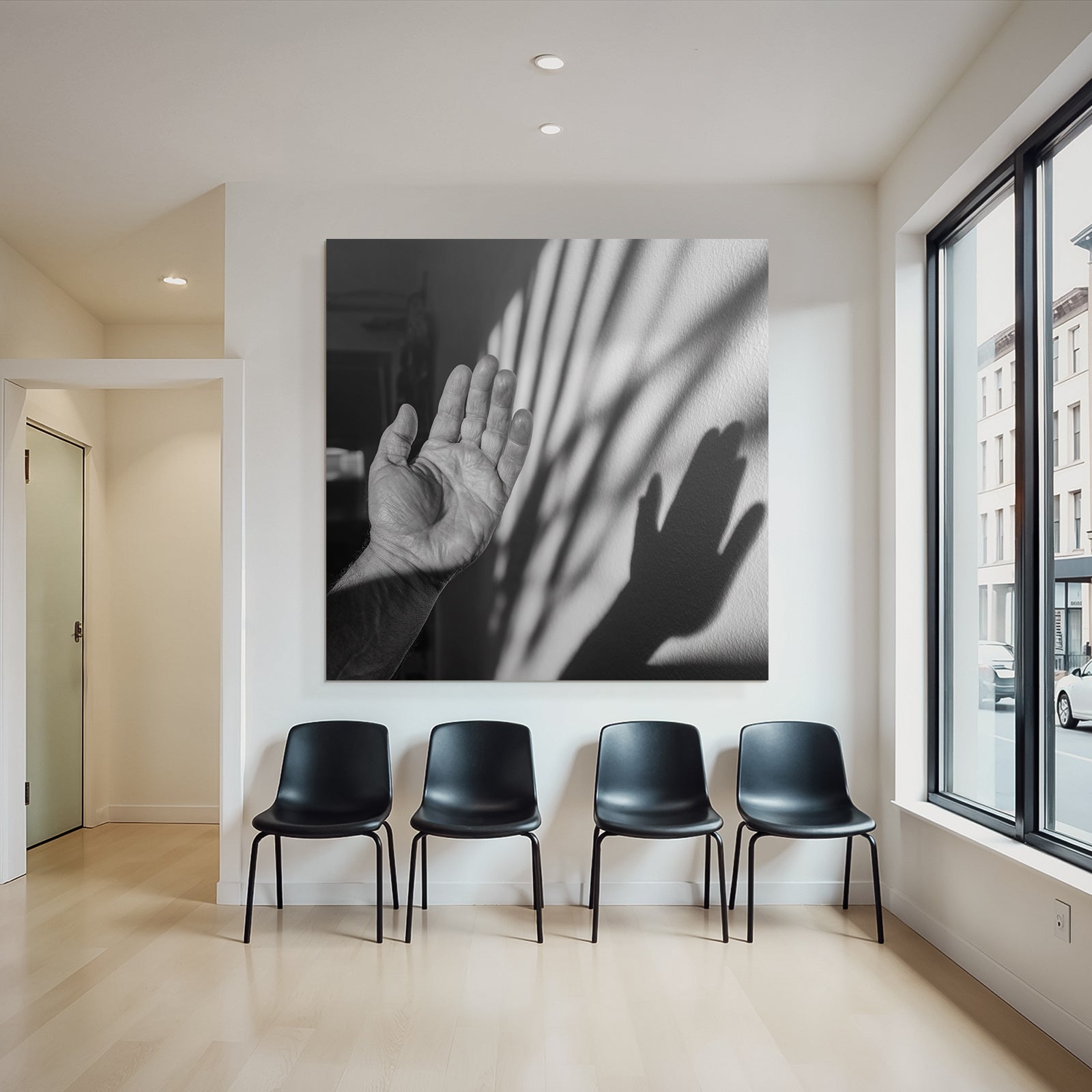 Hand Schatten Wand Schwarz Weiss Bild