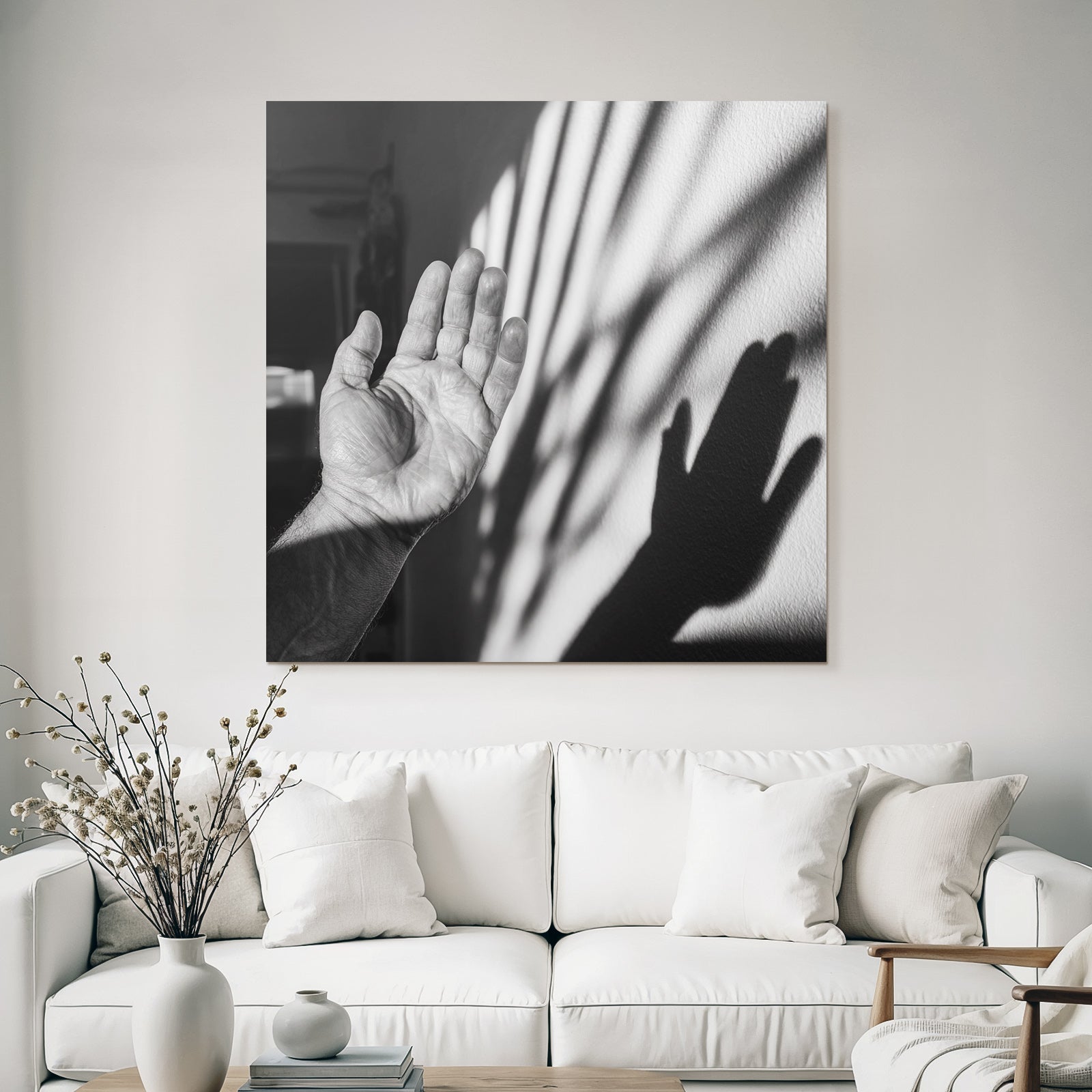 Hand Schatten Wand Schwarz Weiss Bild