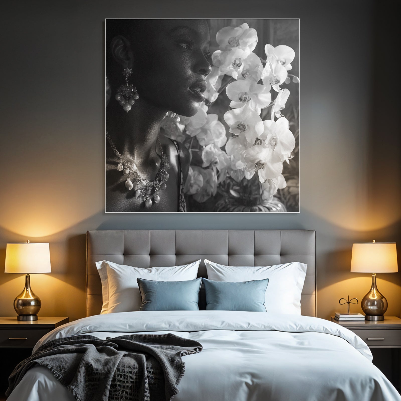 Jewelry And Orchids Schwarz Und Weiss Portrait