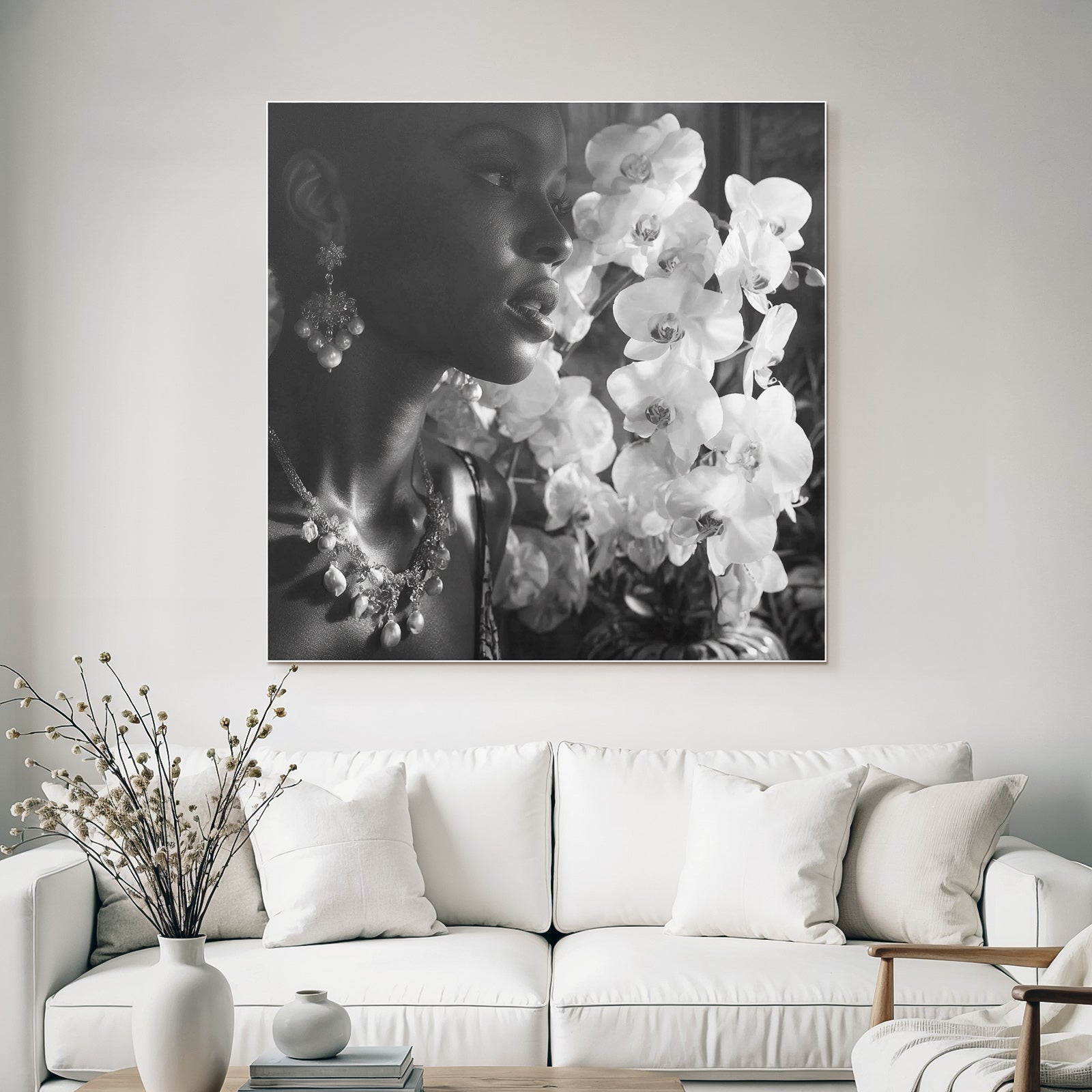 Jewelry And Orchids Schwarz Und Weiss Portrait