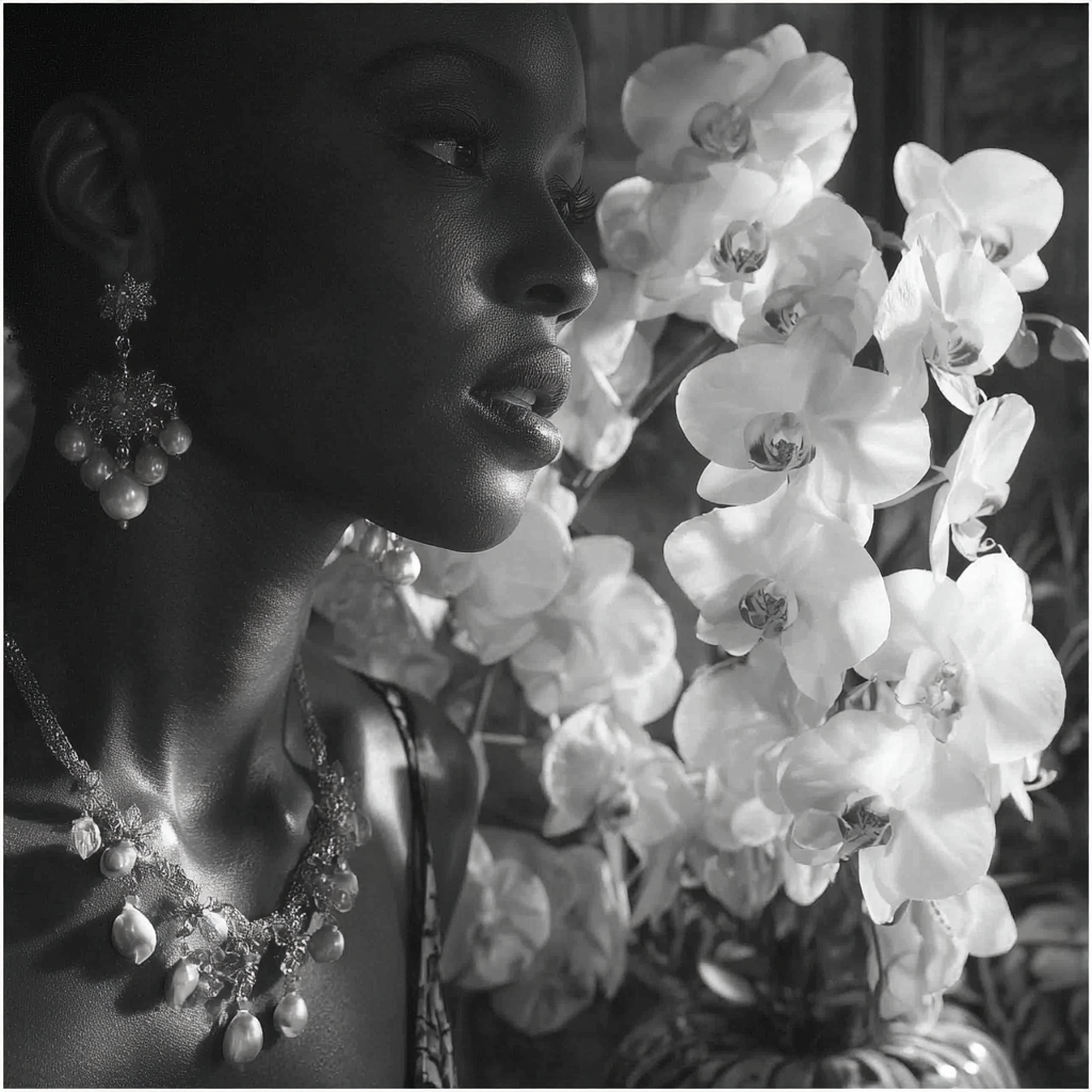 Jewelry And Orchids Schwarz Und Weiss Portrait | Portraets | Menschen und Emotionen