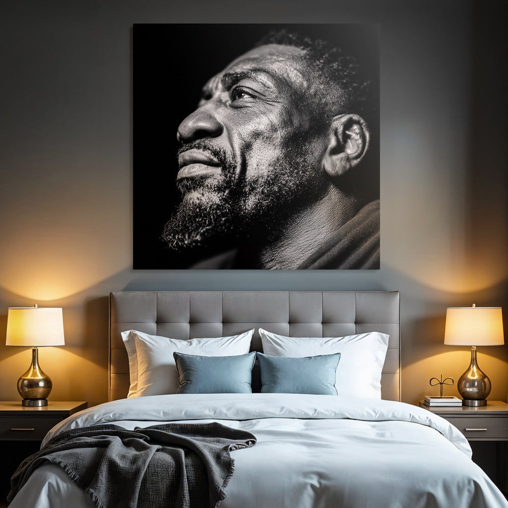 Nahaufnahme Portrait Eines Mannes Im Profil Schwarz Weiss