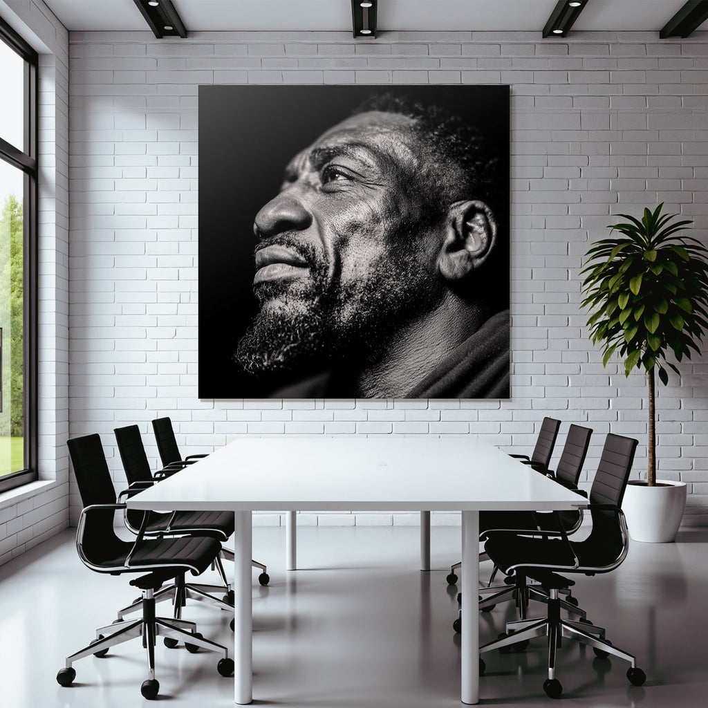 Nahaufnahme Portrait Eines Mannes Im Profil Schwarz Weiss