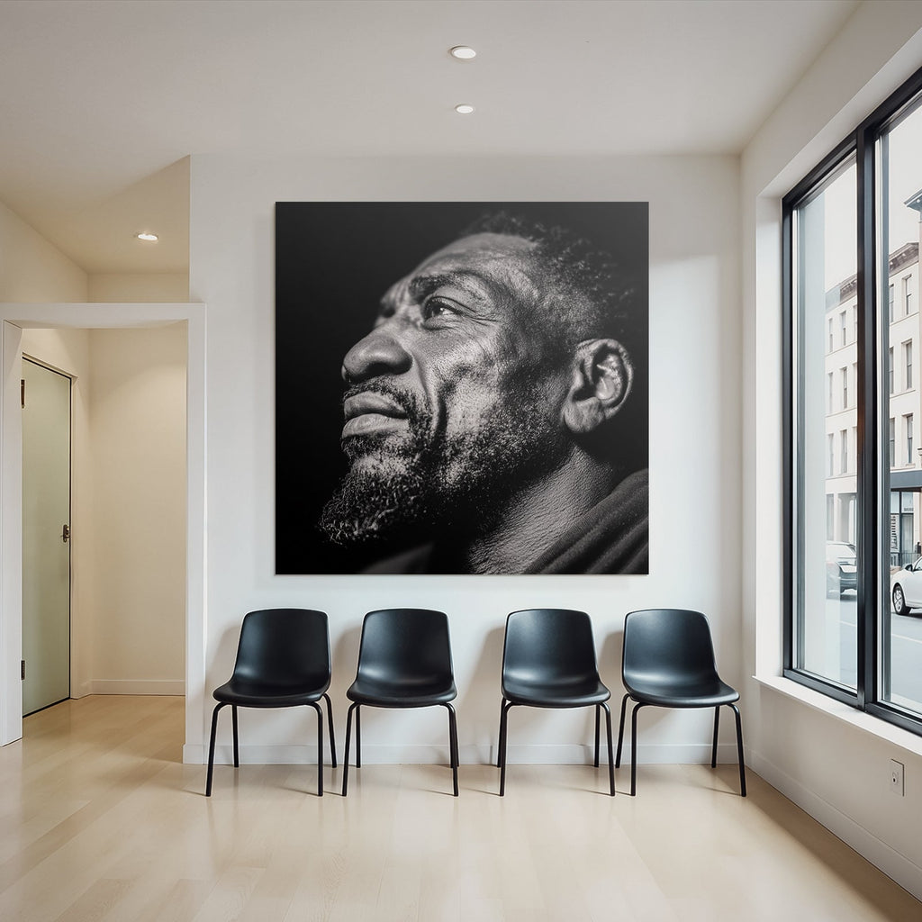 Nahaufnahme Portrait Eines Mannes Im Profil Schwarz Weiss