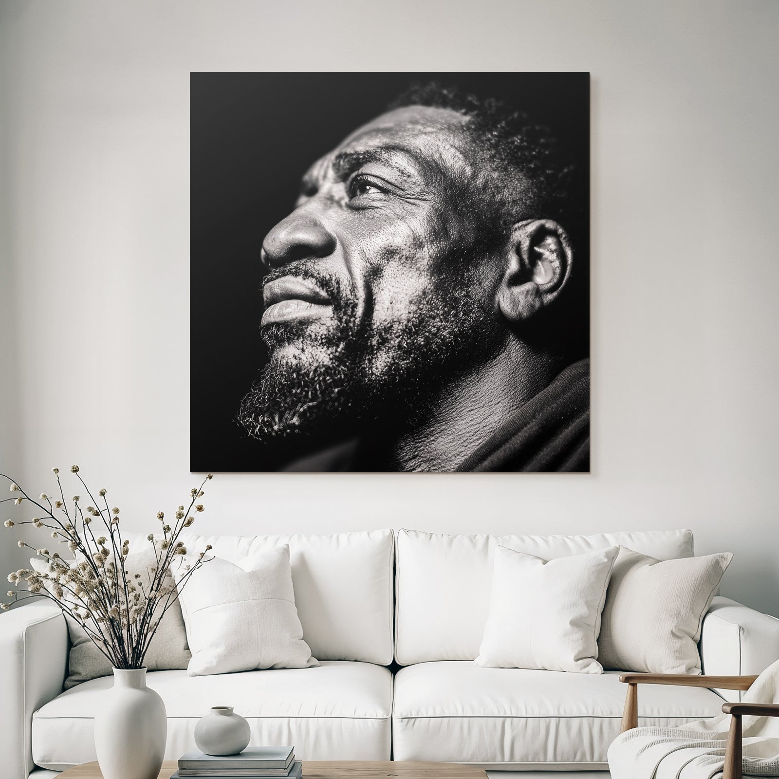 Nahaufnahme Portrait Eines Mannes Im Profil Schwarz Weiss