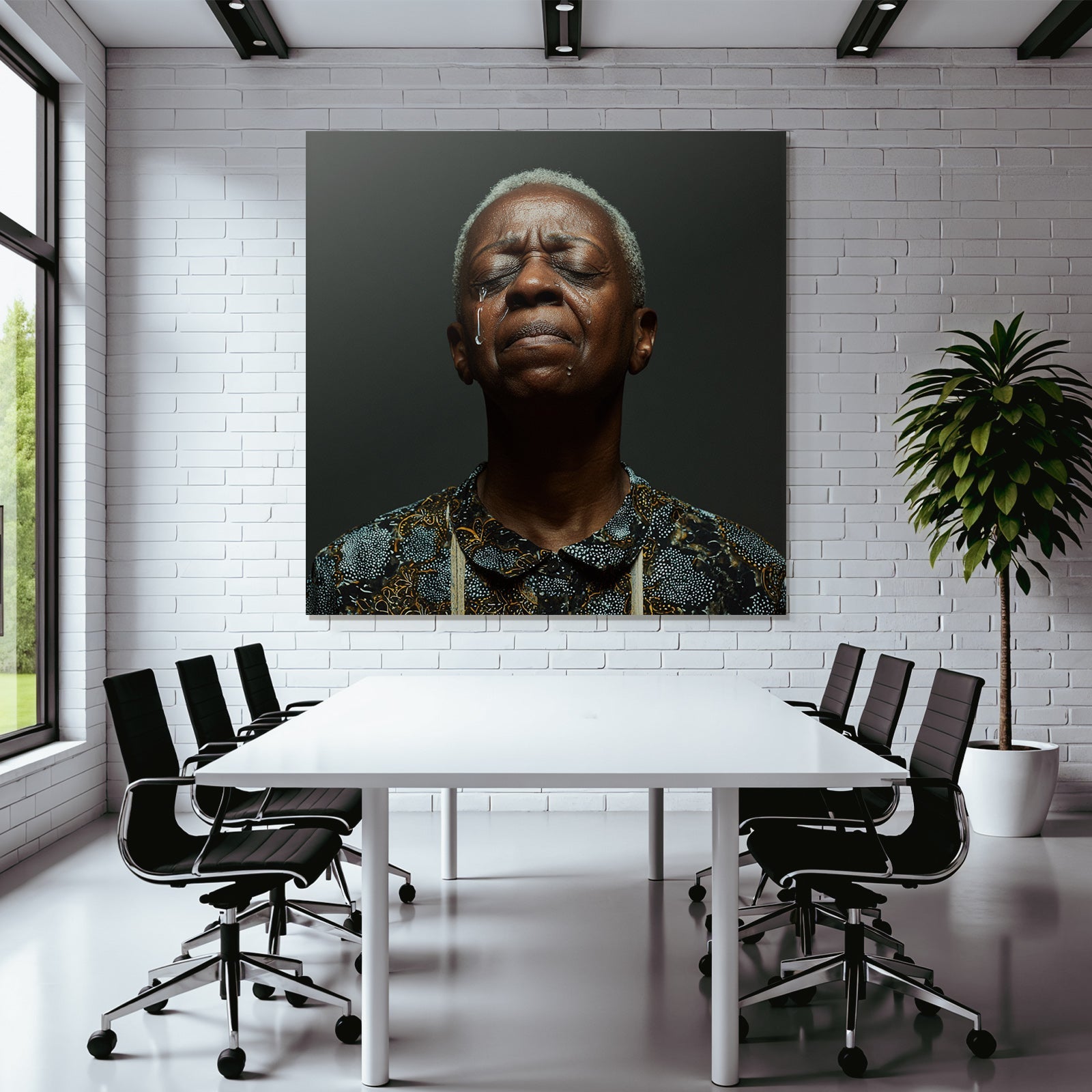 Person Mit Tranen Sadness Kontemplation Dunkler Hintergrund