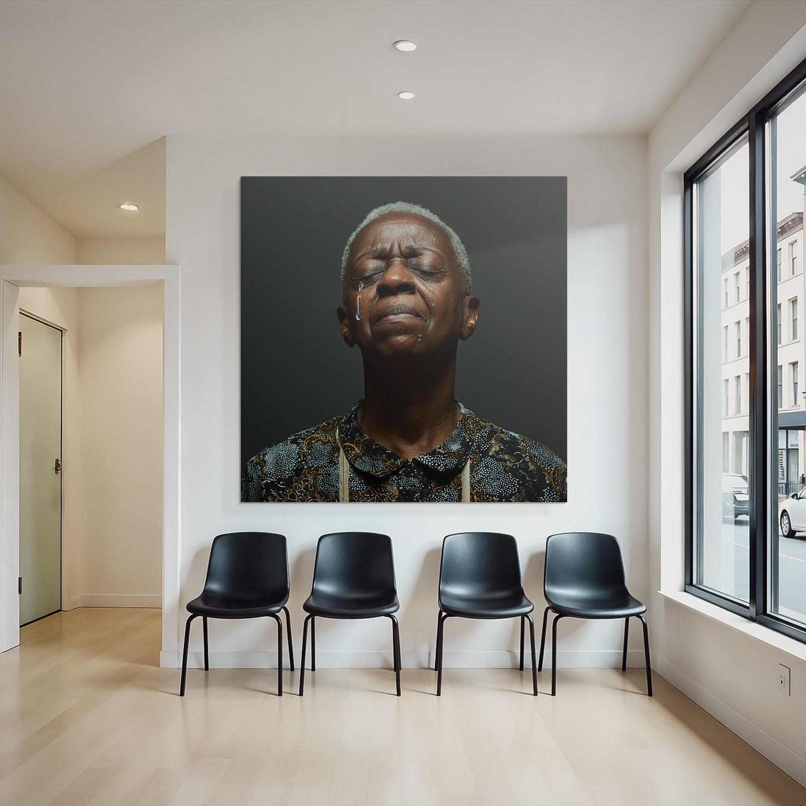 Person Mit Tranen Sadness Kontemplation Dunkler Hintergrund